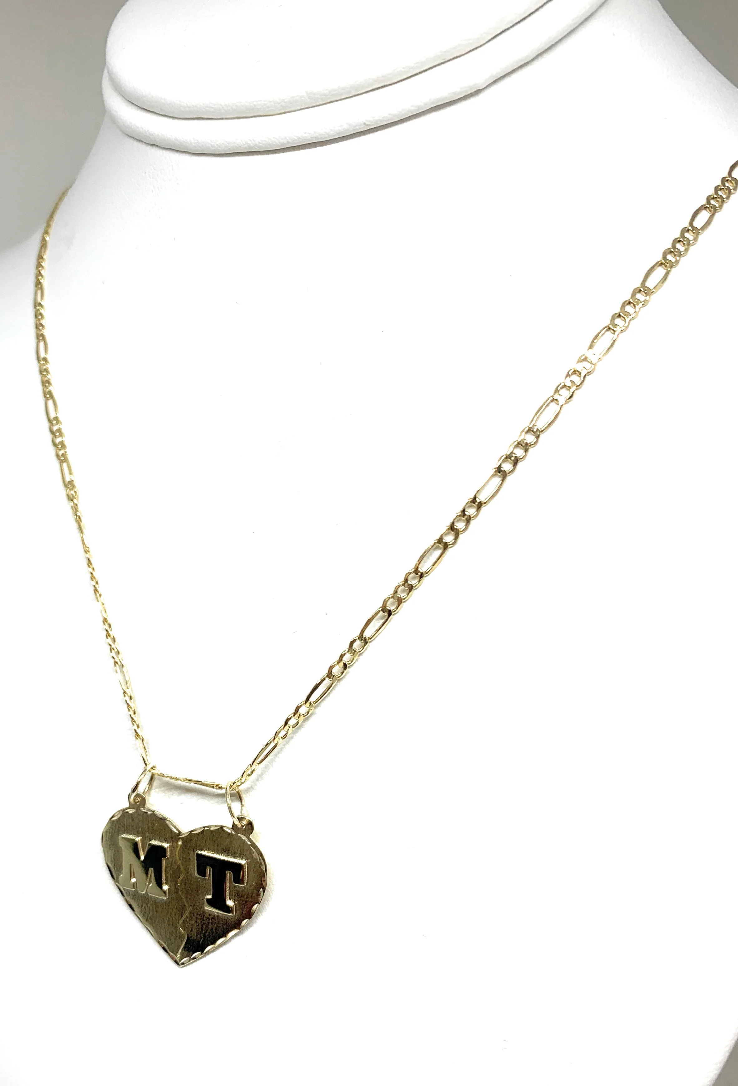 14k Solid Gold Yellow Custom Double Initial Heart Pendant Necklace - Image 5