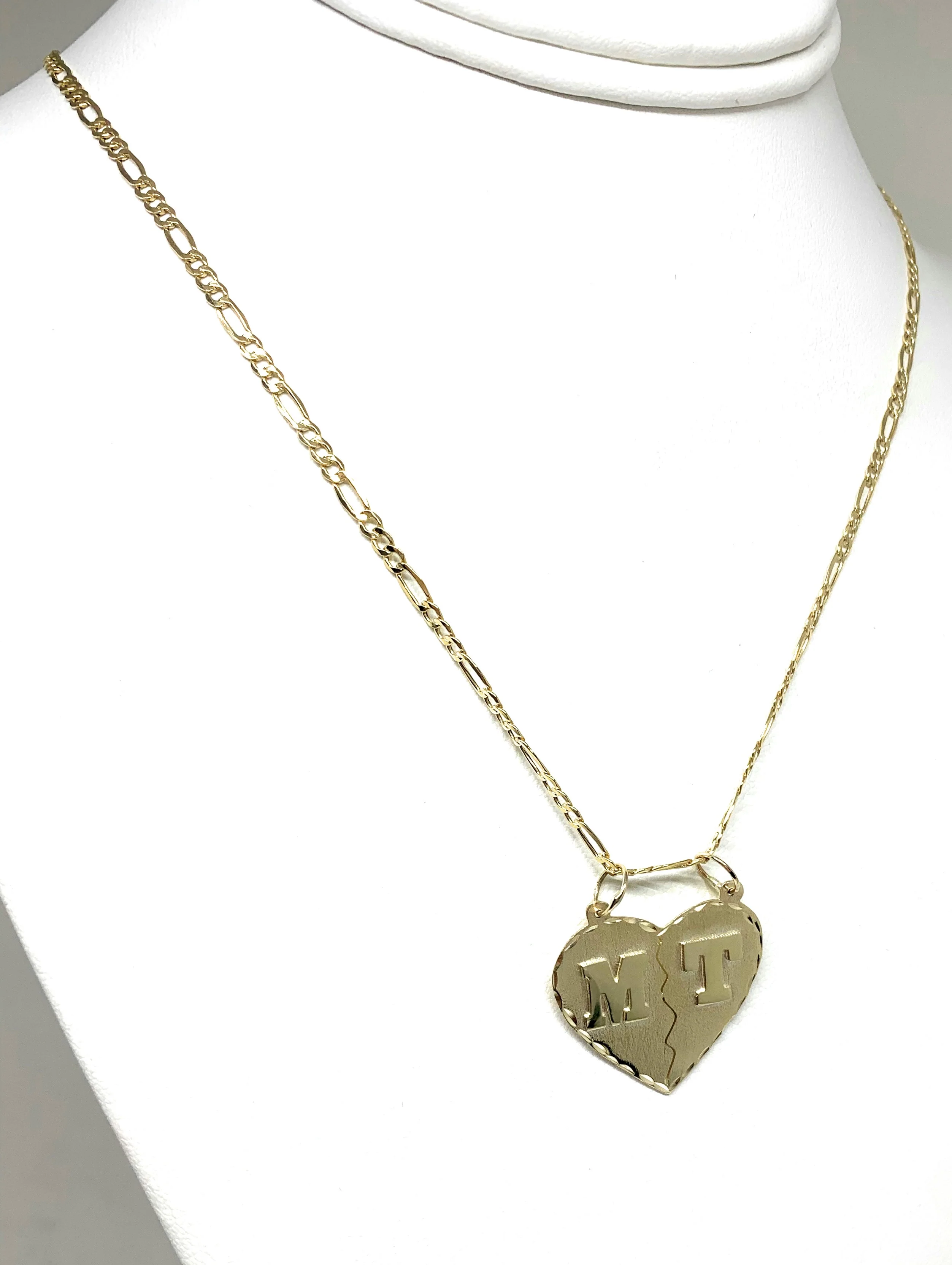 14k Solid Gold Yellow Custom Double Initial Heart Pendant Necklace - Image 6