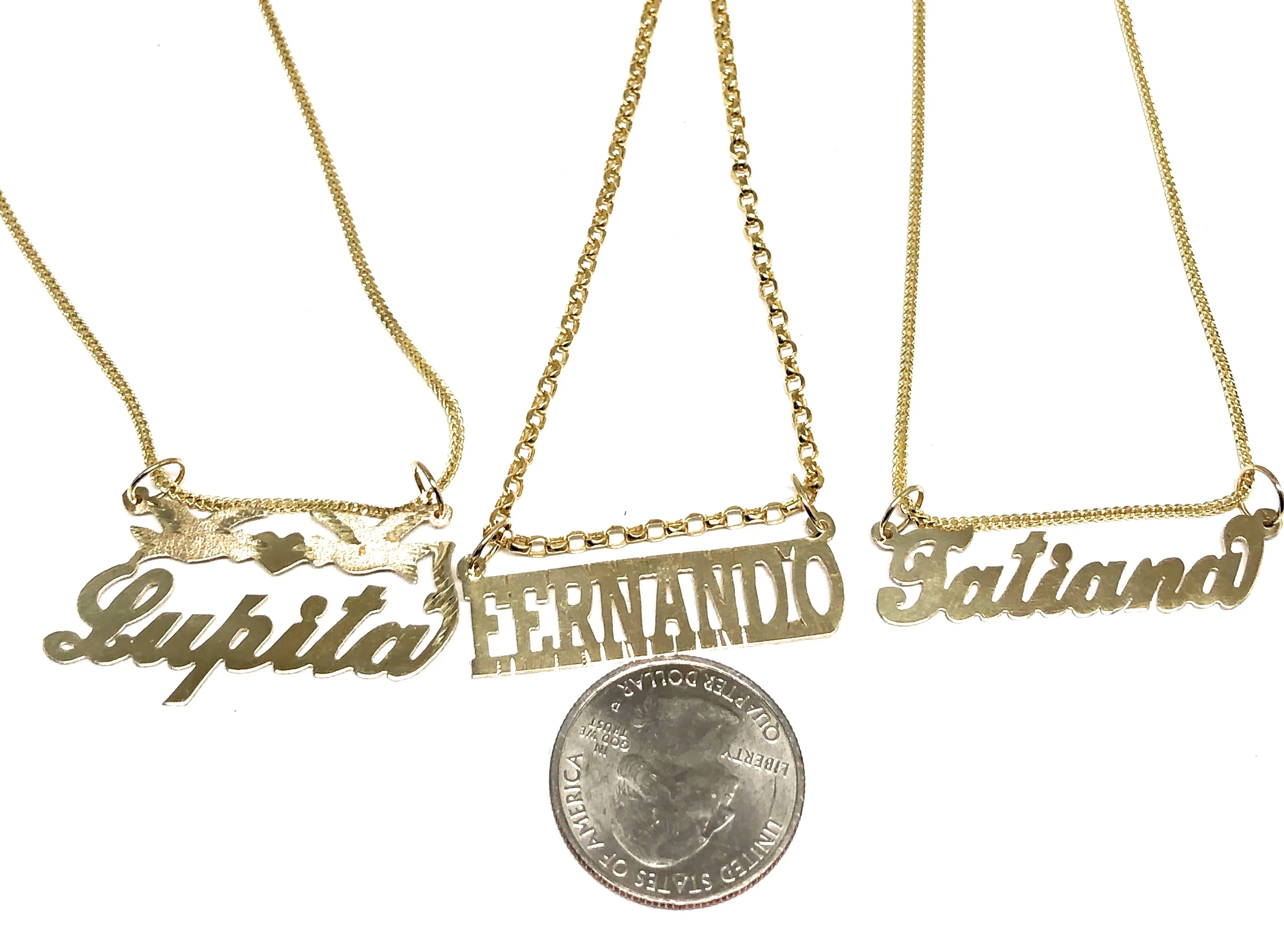 14k Solid Gold Yellow Custom Nameplate Pendant Necklace with Chain Options - Image 4