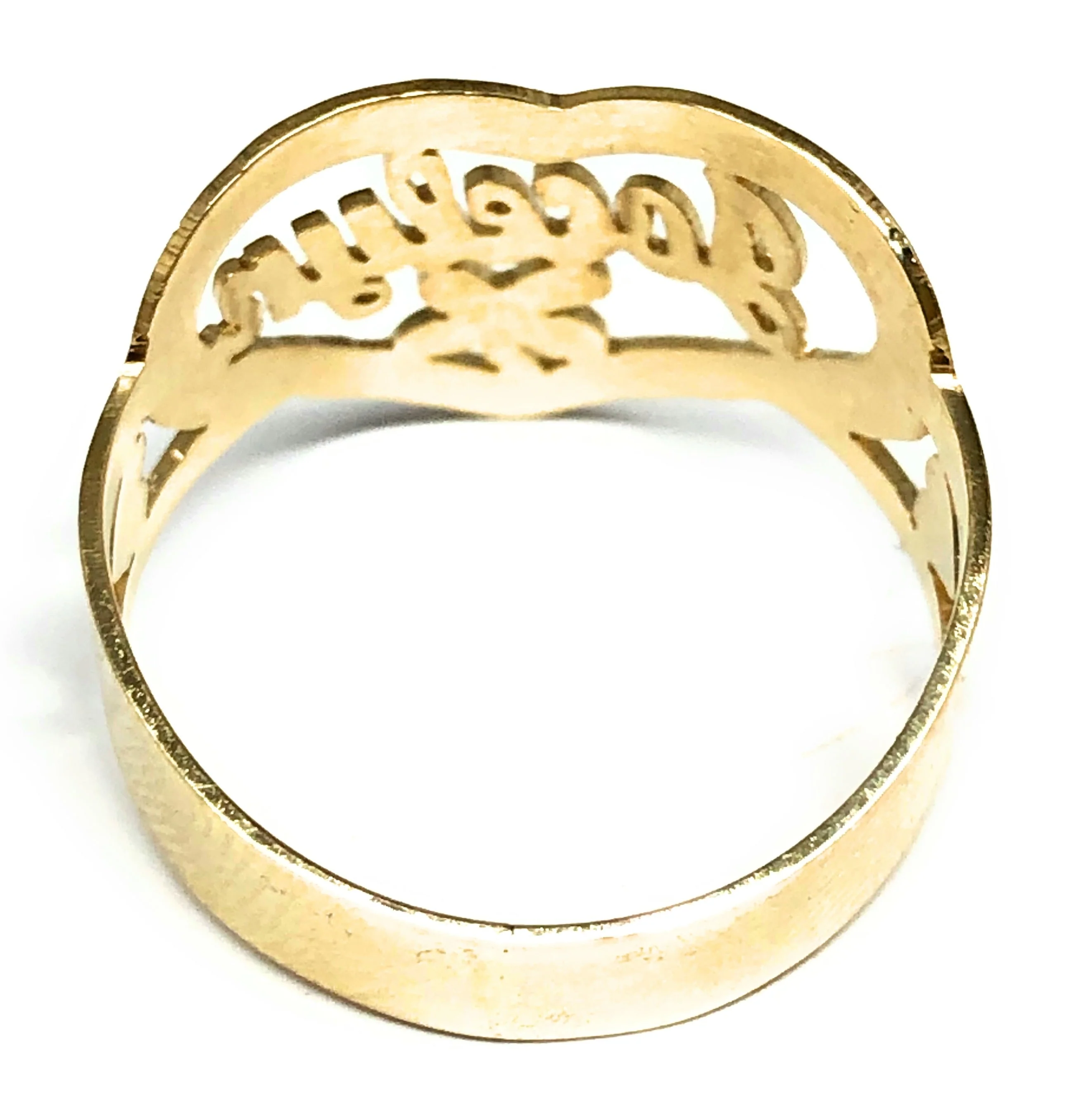 14k Solid Gold Yellow CUSTOMIZED Heart Name Ring - Image 3