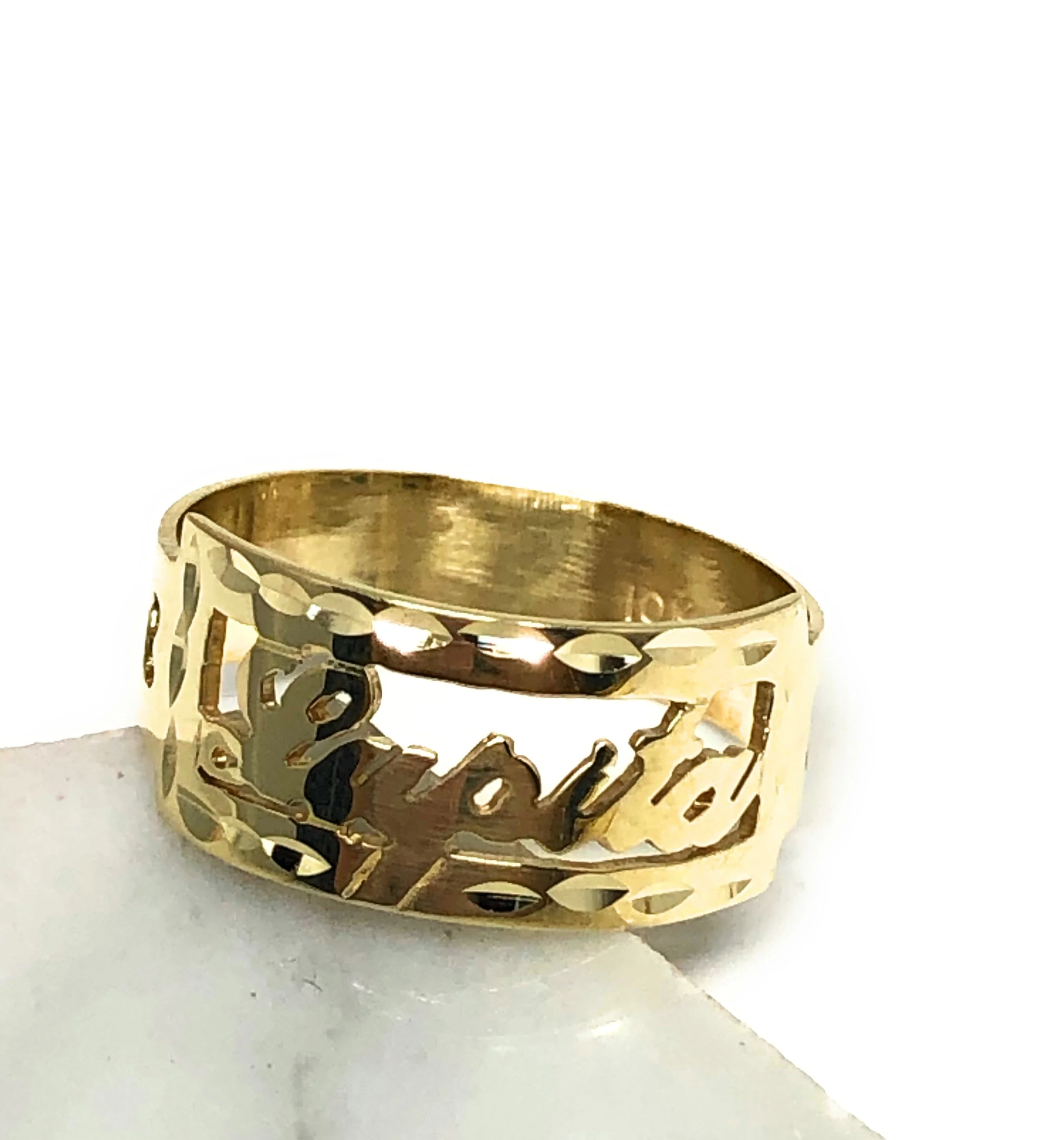 14k Solid Gold Yellow CUSTOMIZED Name Ring - Image 6
