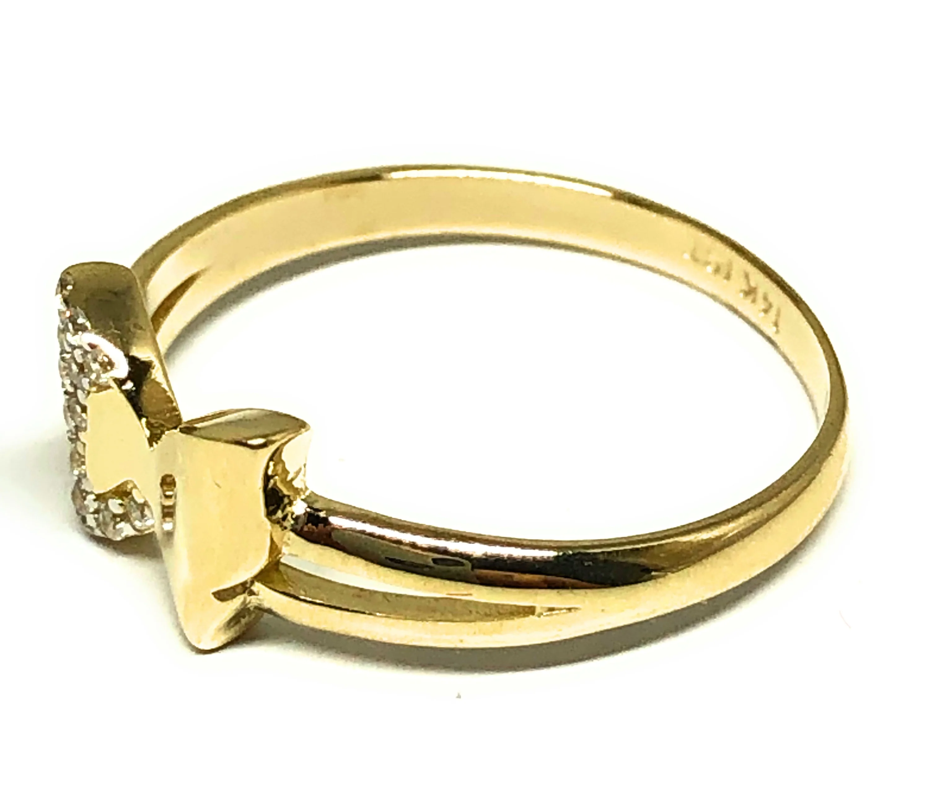 14k Solid Gold Yellow CZ Butterfly Ring - Image 2