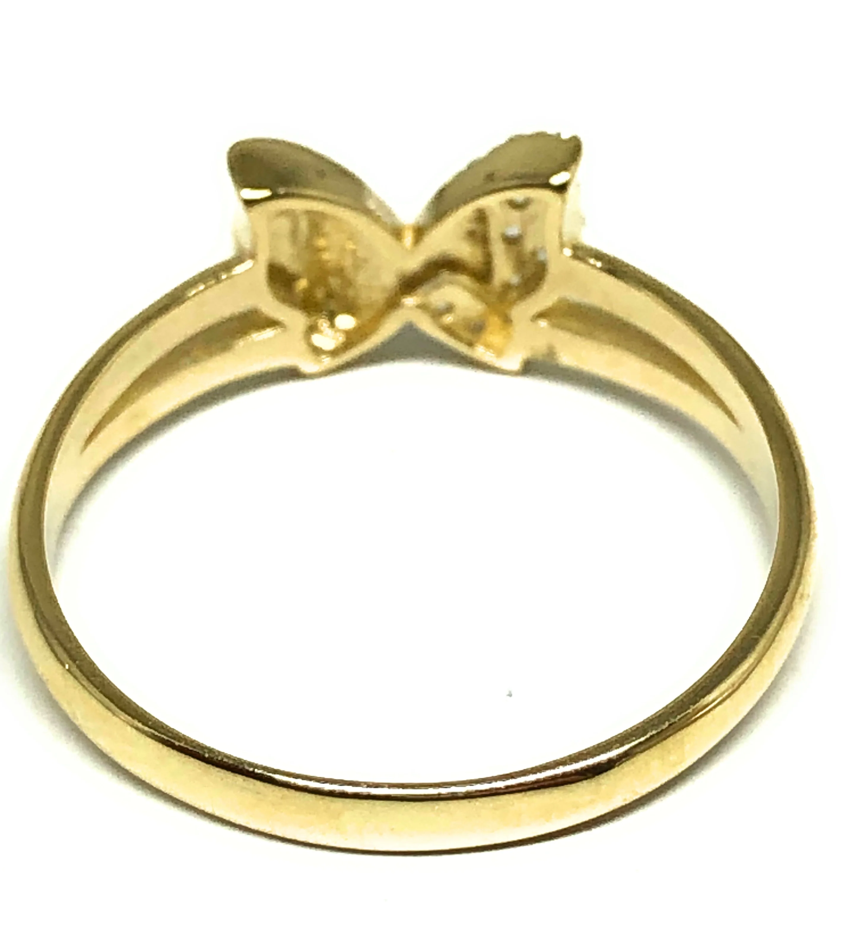 14k Solid Gold Yellow CZ Butterfly Ring - Image 3