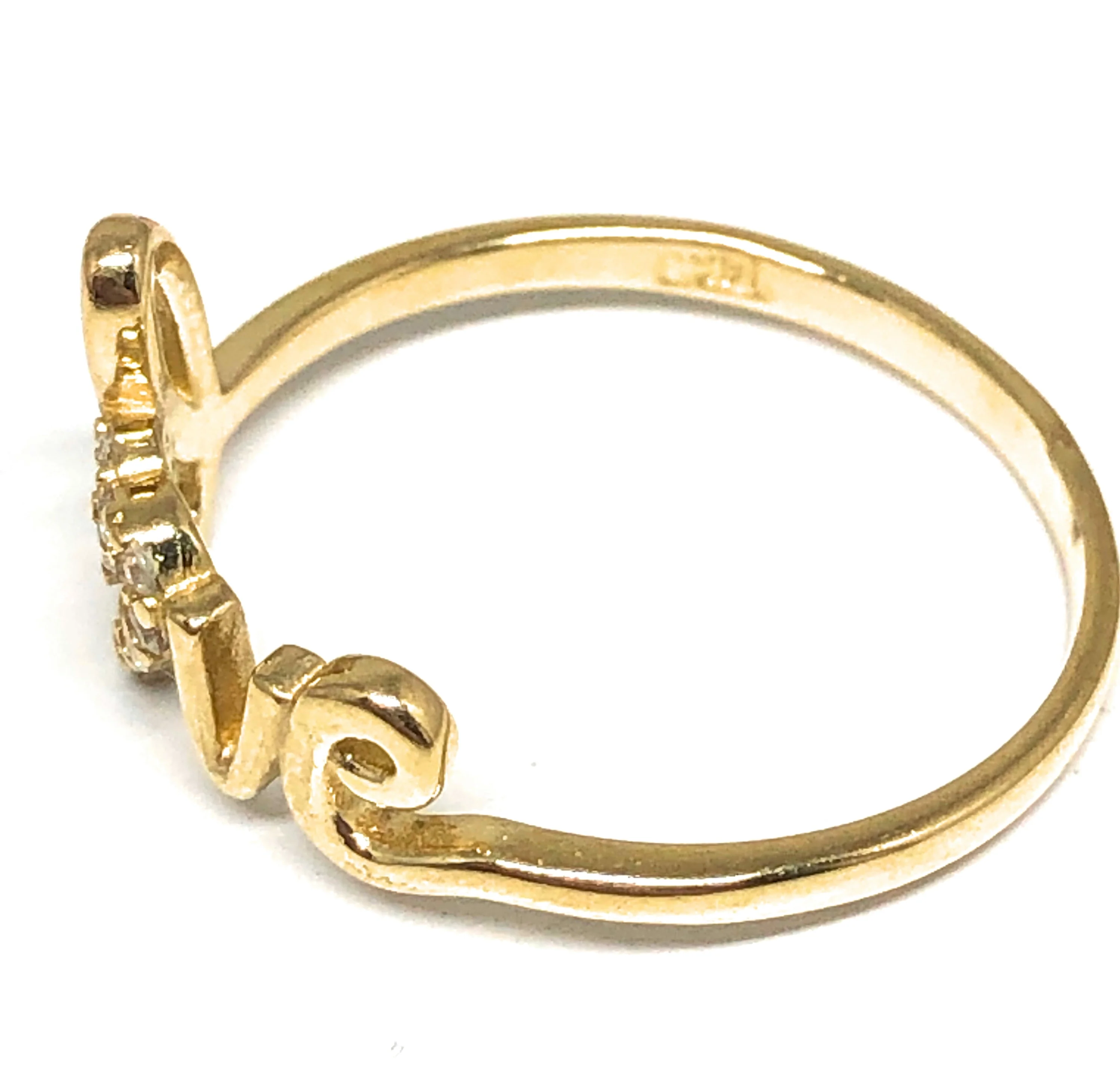 14k Solid Gold Yellow CZ "LOVE" Ring - Image 2