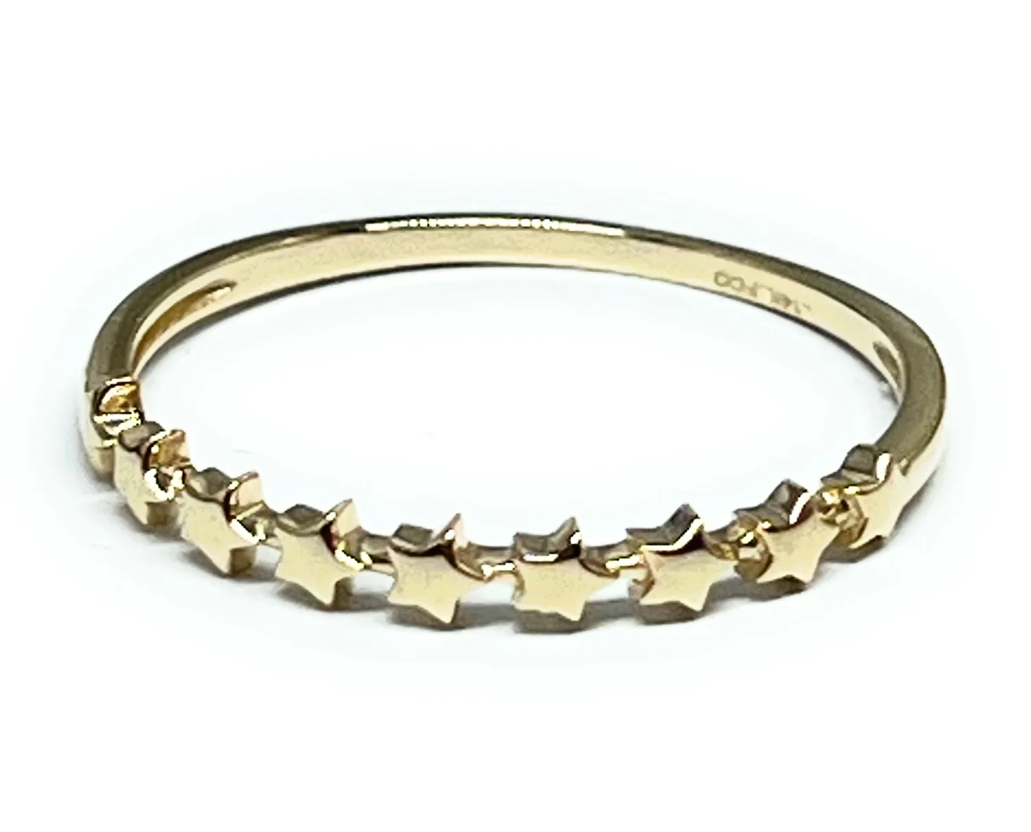 14k Solid Gold Yellow Dainty Mini Stars Band Ring (FC 279)