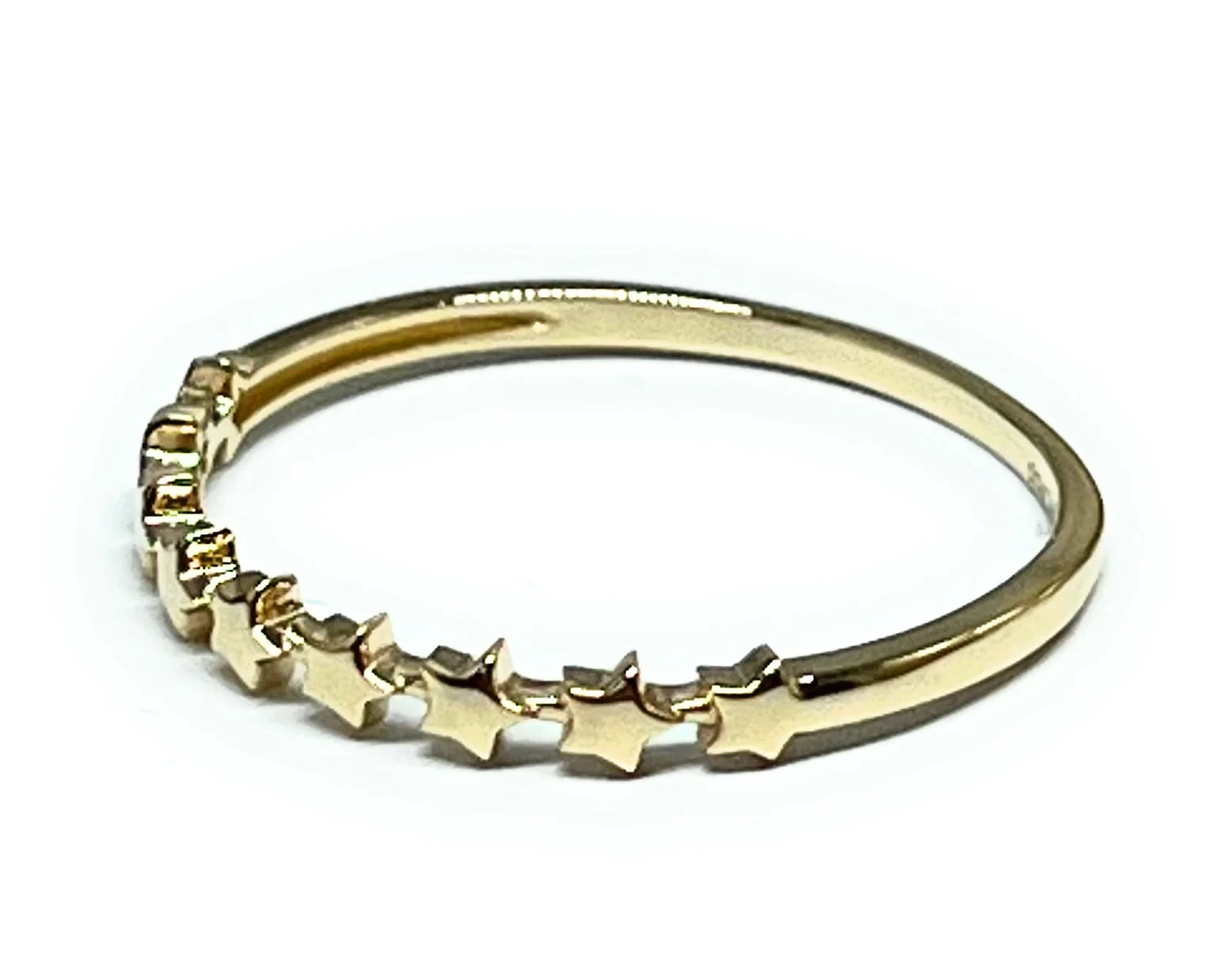 14k Solid Gold Yellow Dainty Mini Stars Band Ring (FC 279) - Image 2