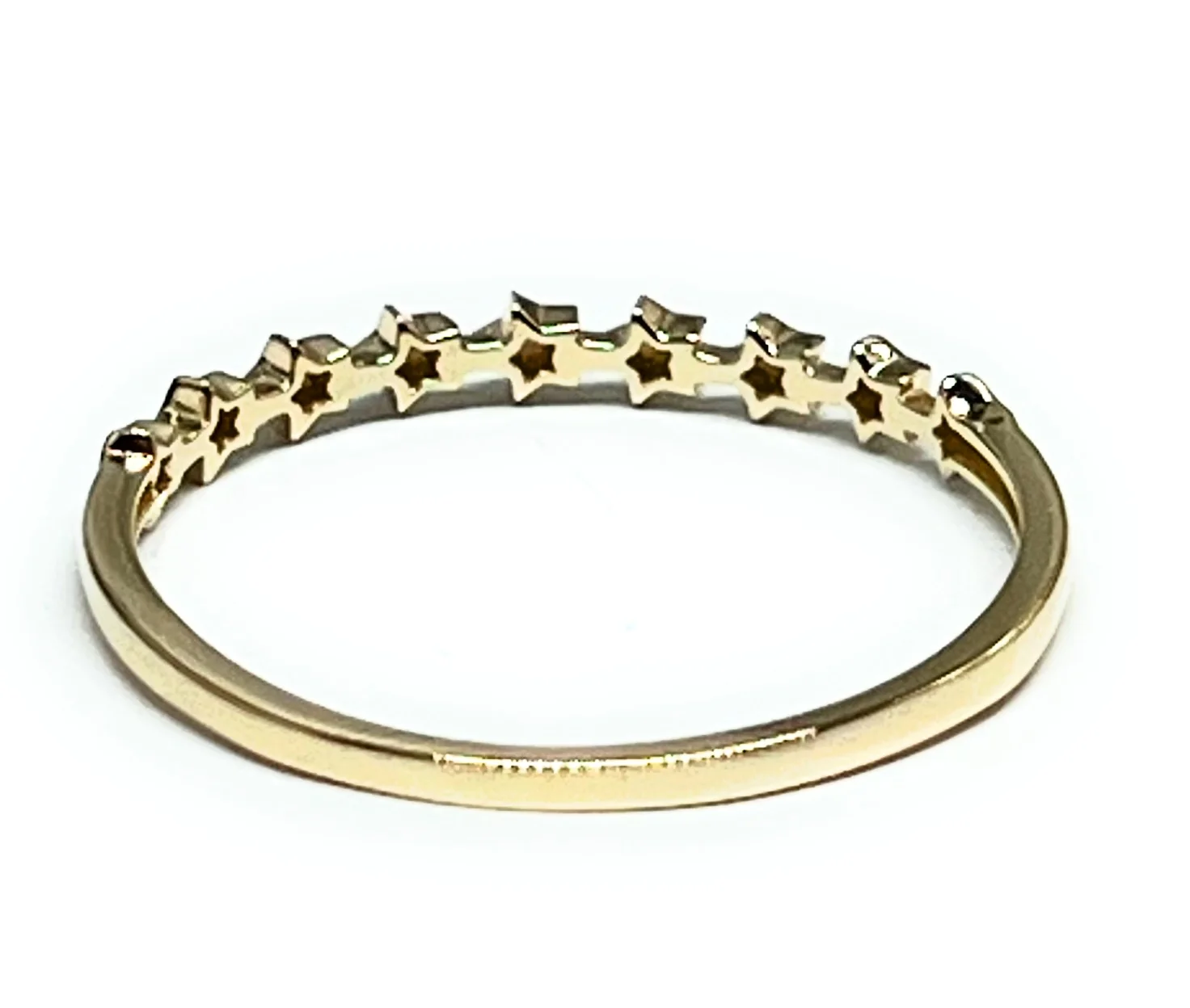 14k Solid Gold Yellow Dainty Mini Stars Band Ring (FC 279) - Image 3
