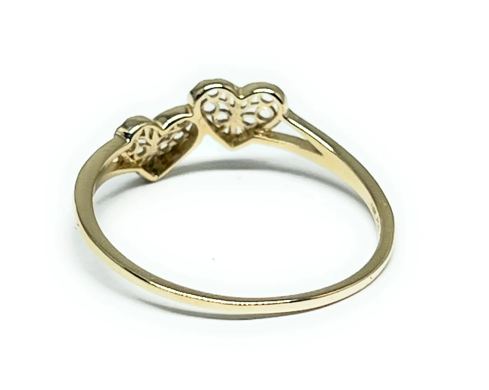 14k Solid Gold Yellow Double Heart Ring (FC 166) - Image 3