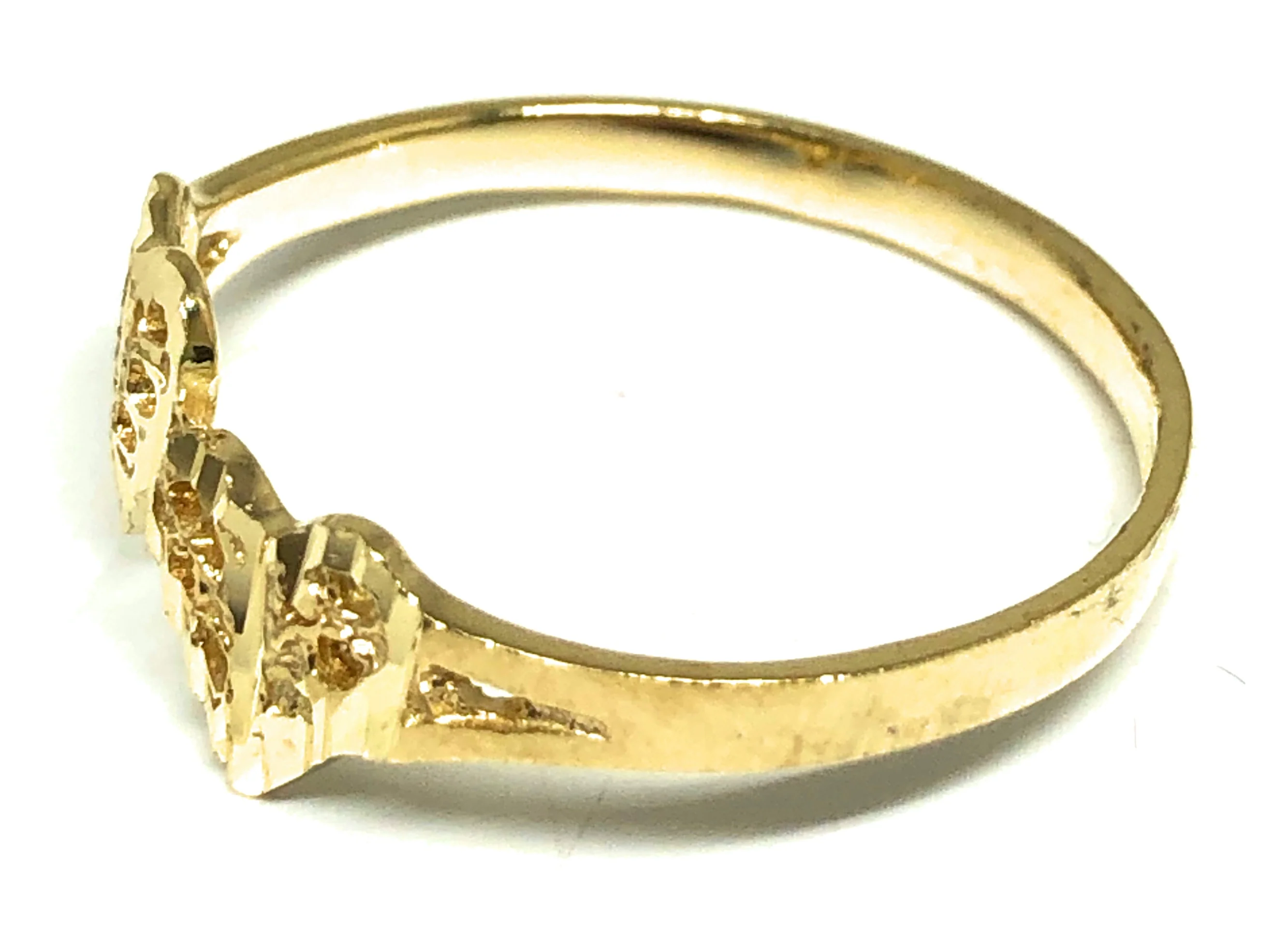 14k Solid Gold Yellow Double Heart Ring (FC 166) - Image 6