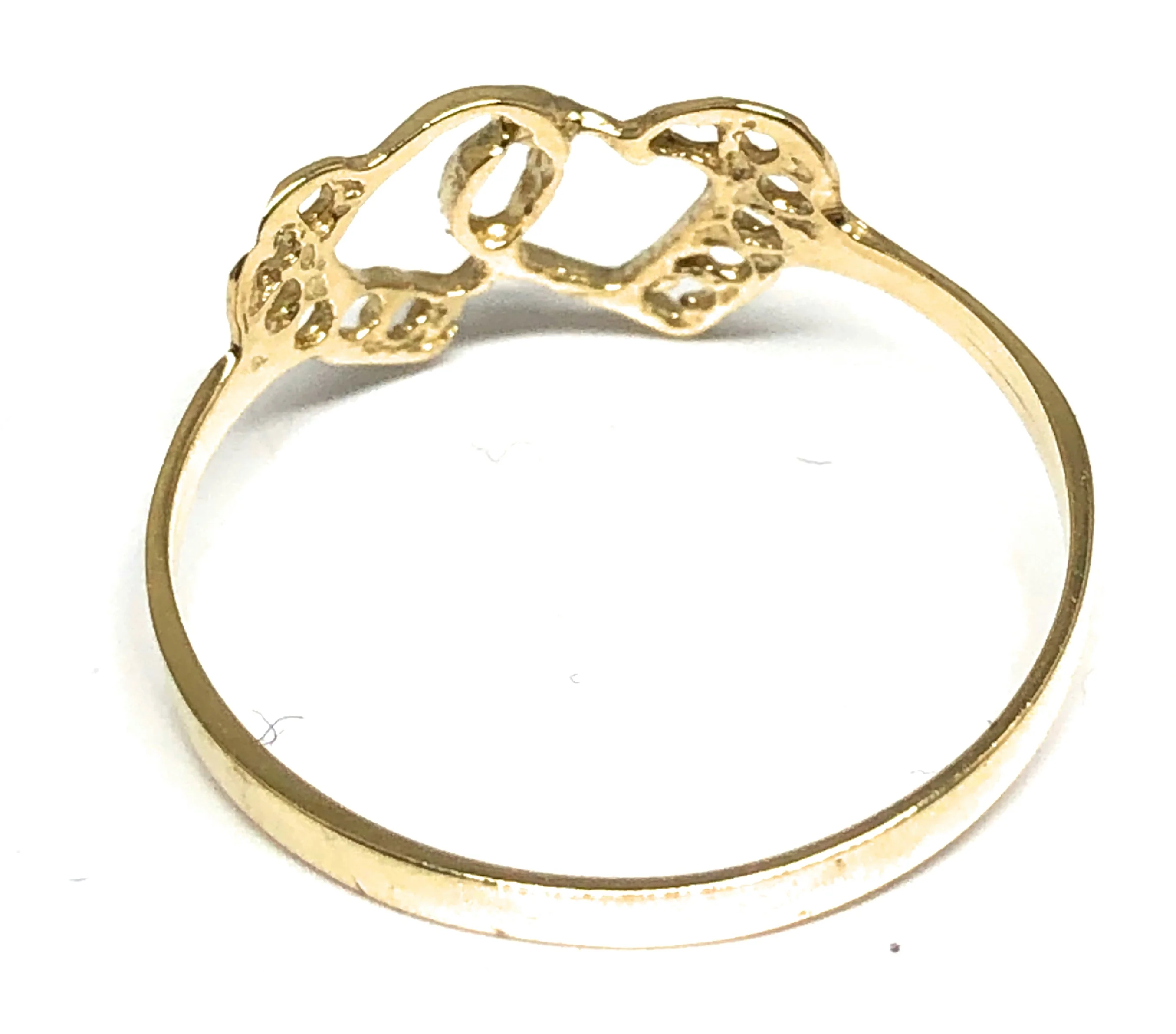 14k Solid Gold Yellow Double Heart Ring (FC 167) - Image 3