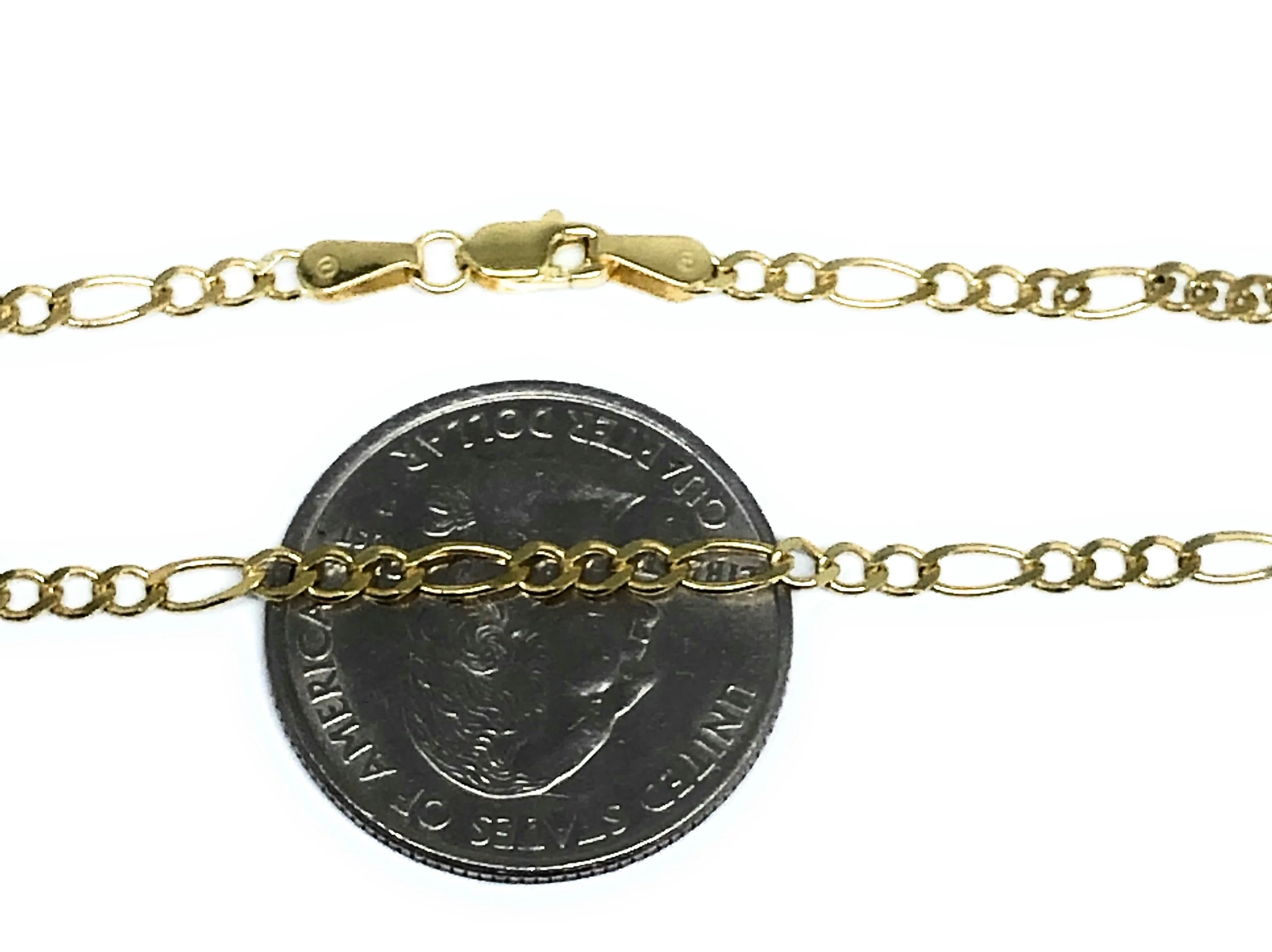 14k Solid Gold Yellow FIGARO Brracelet 7-8 inch 2.5mm Width (FULL SOLID STYLE) - Image 2