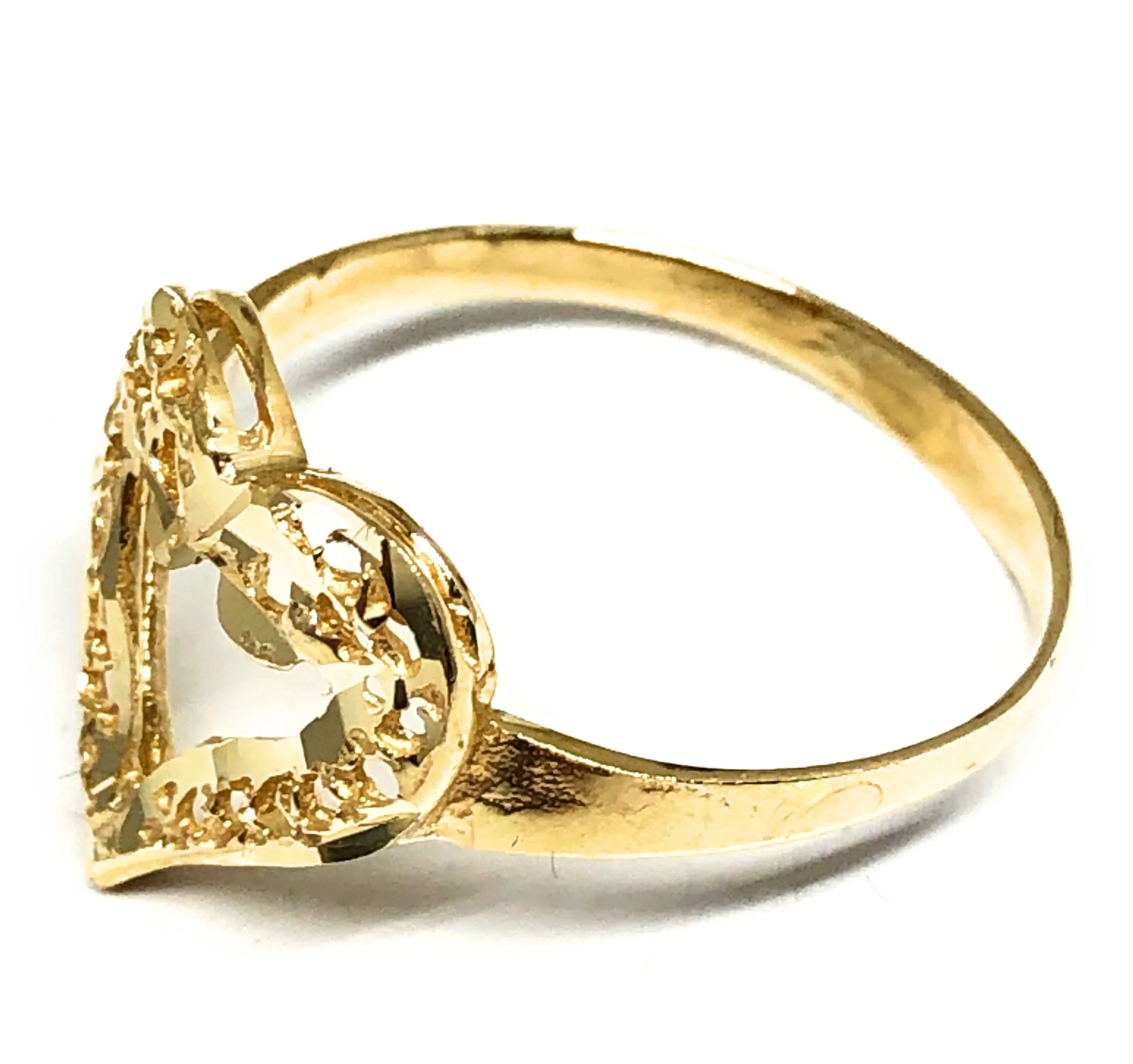 14k Solid Gold Yellow Filigrana Heart Ring - Image 2