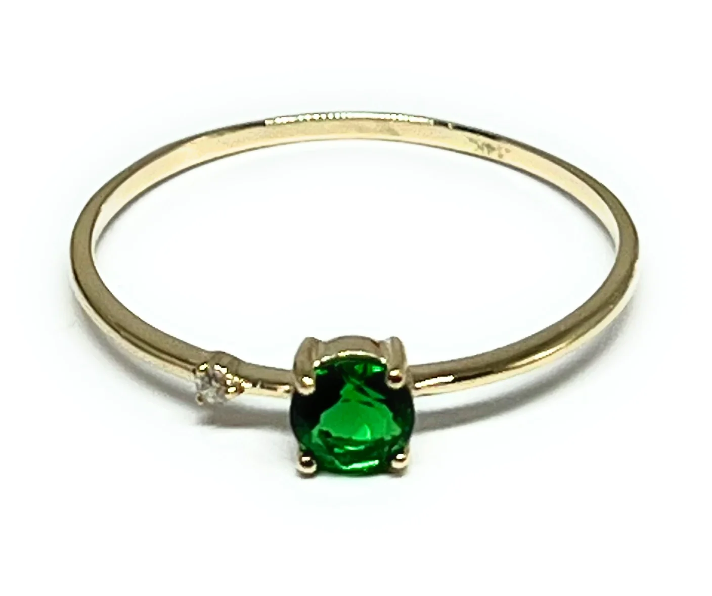 14k Solid Gold Yellow Gold Green CZ Ring (FC 232)