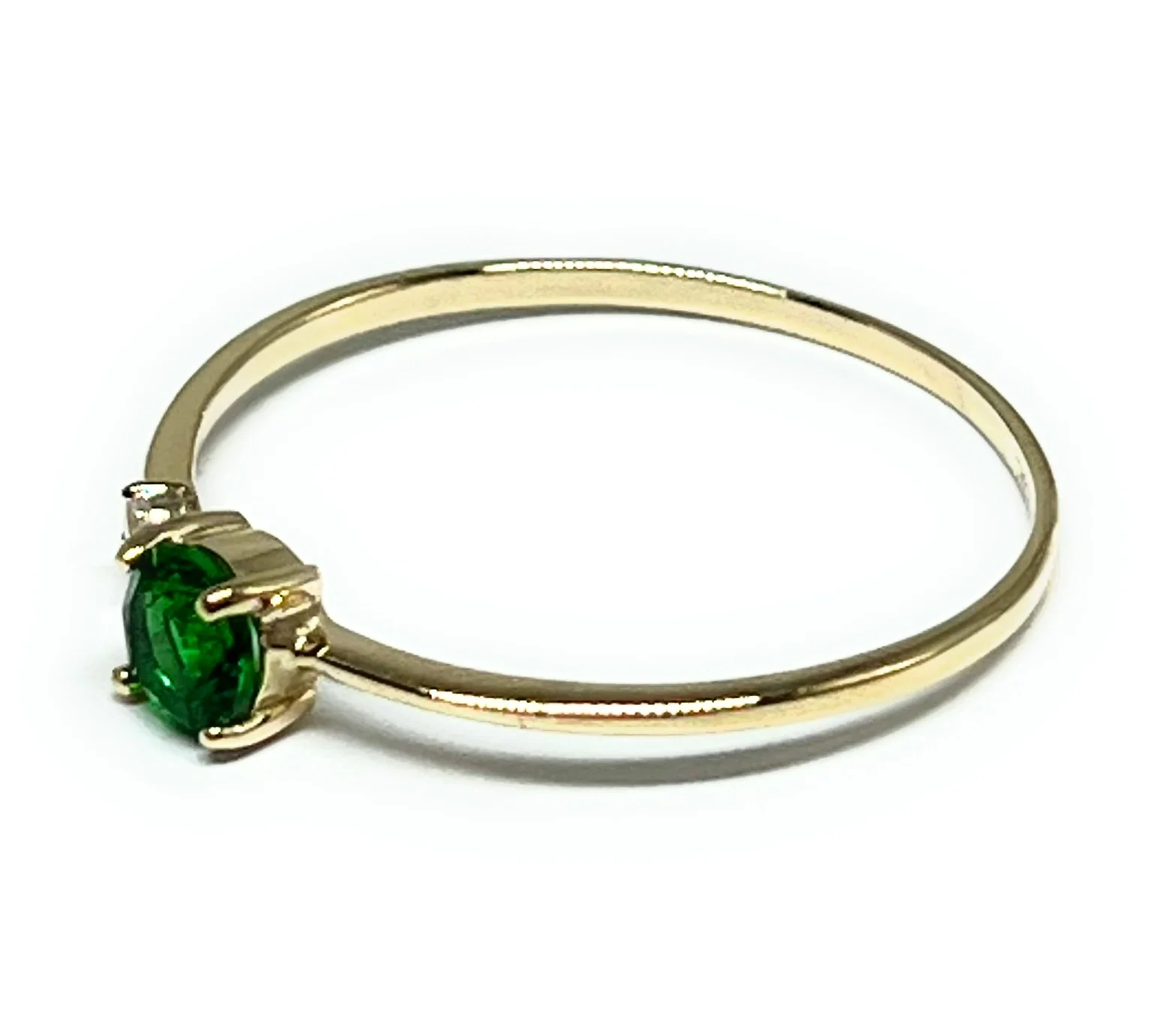 14k Solid Gold Yellow Gold Green CZ Ring (FC 232) - Image 2