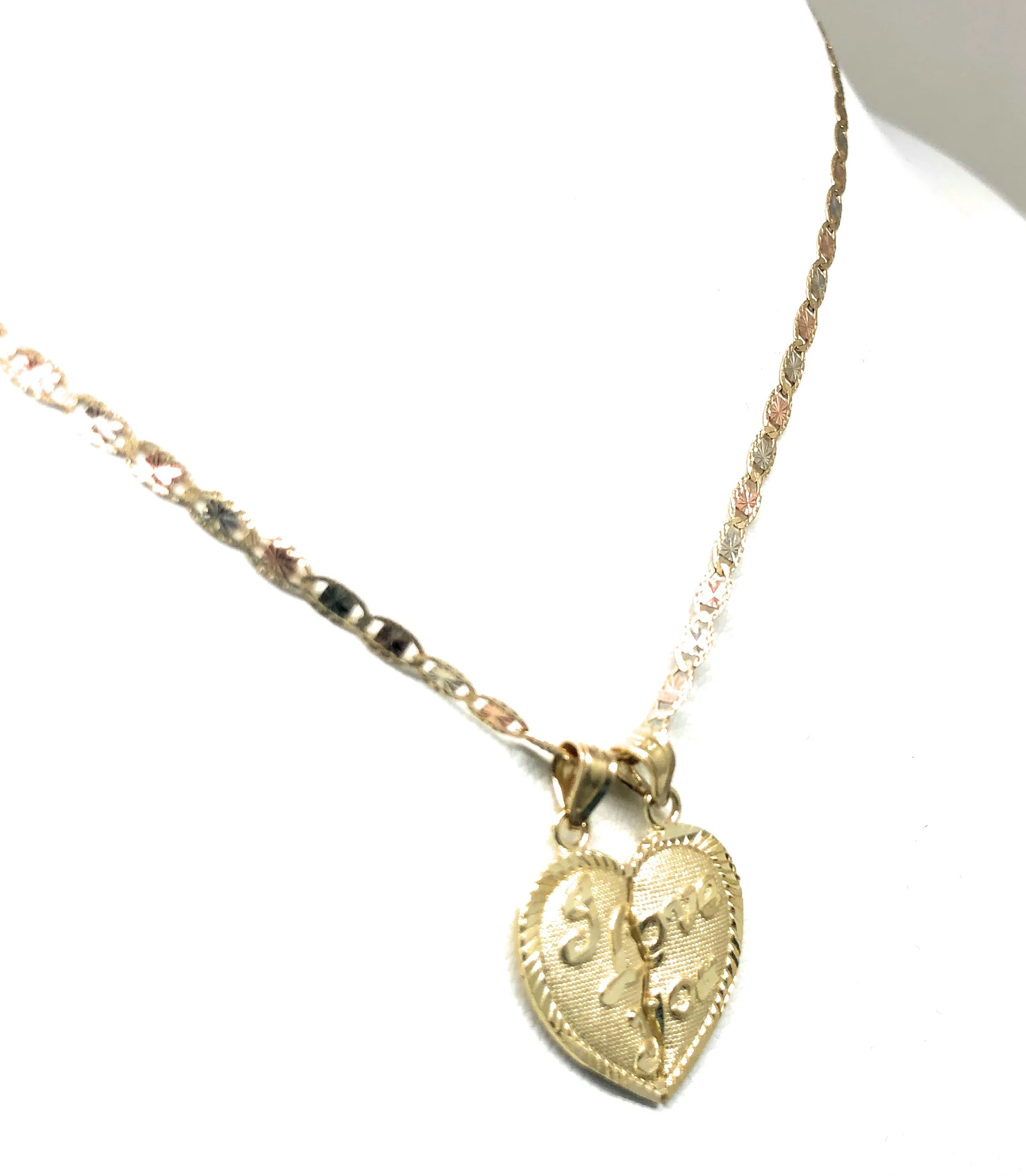 14k Solid Gold Yellow Gold “I LOVE YOU" Heart Split Pendant - Image 6