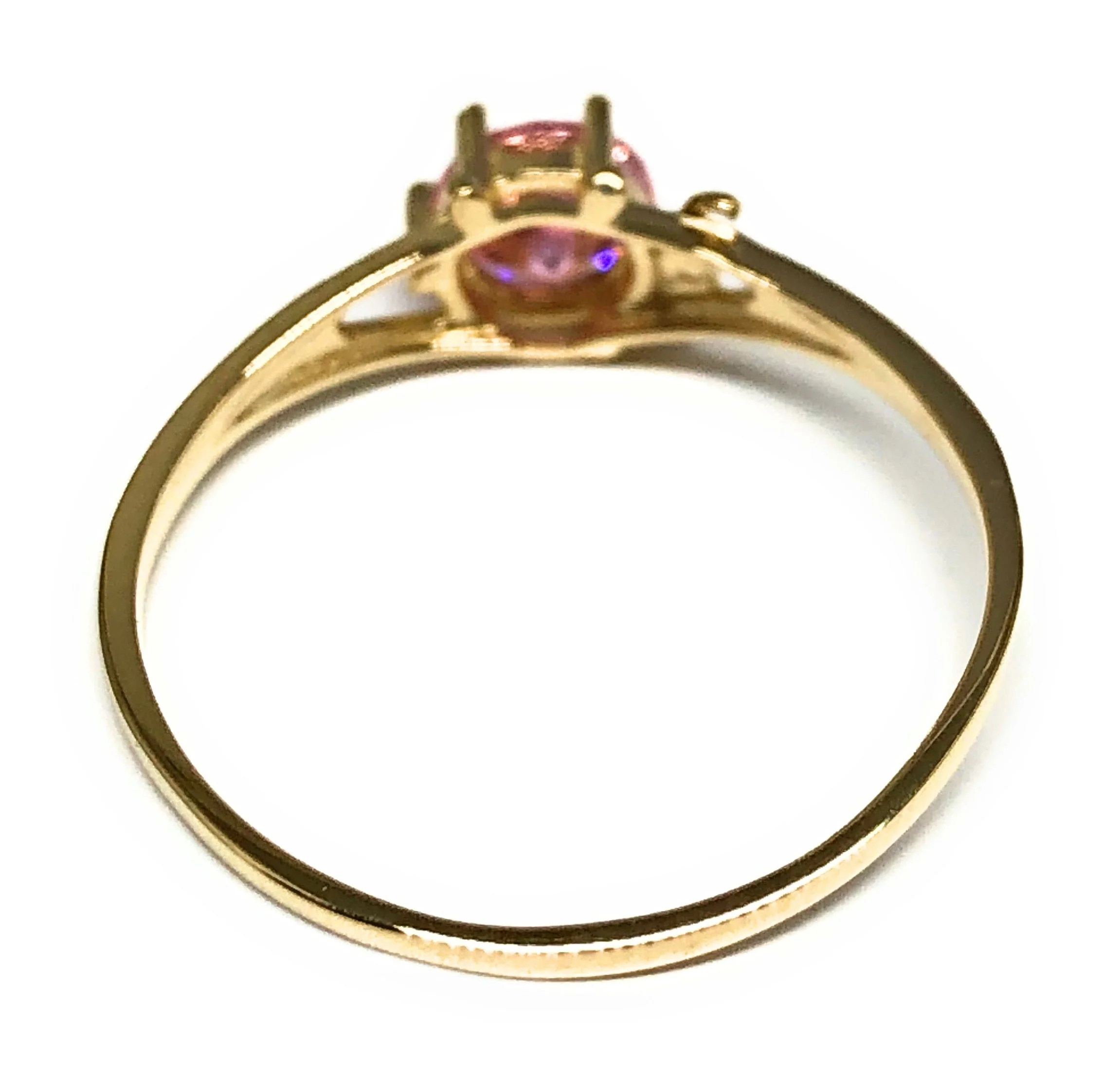 14k Solid Gold Yellow Gold Pink CZ Ring (FC 192) - Image 3