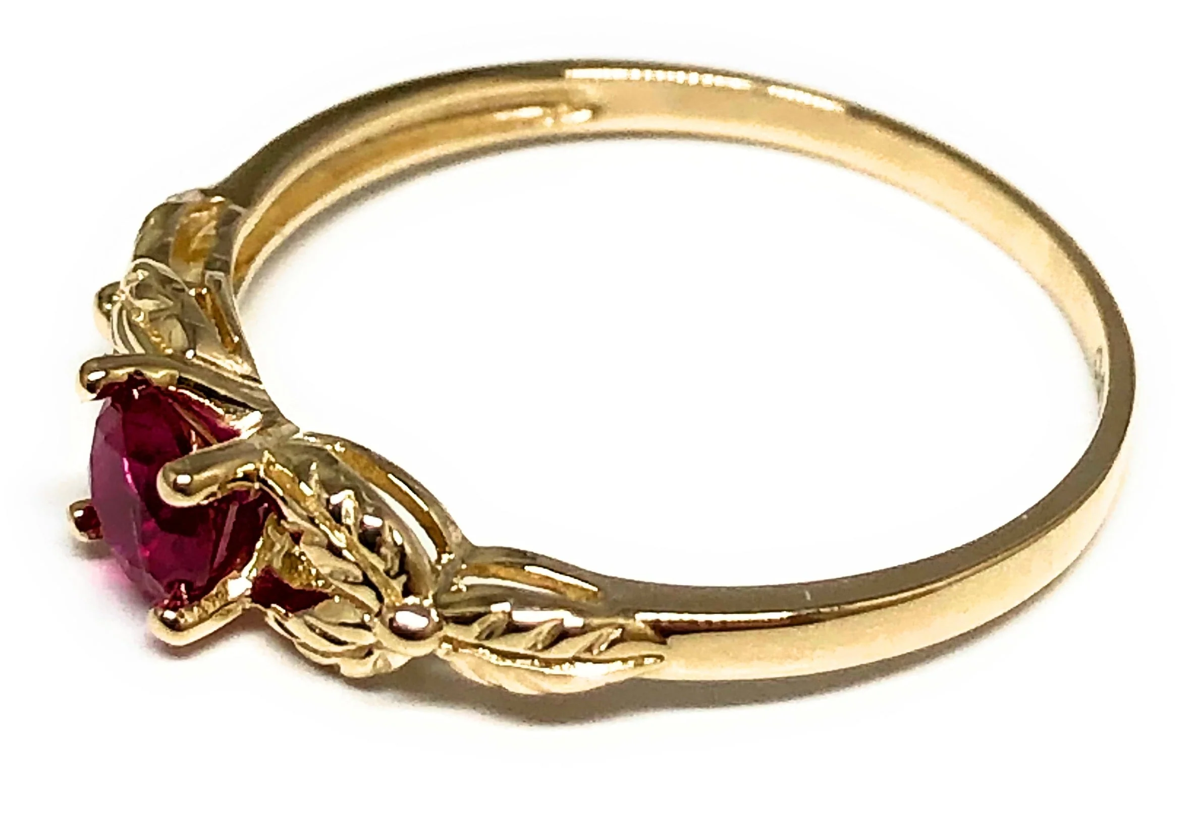 14k Solid Gold Yellow Gold Pink CZ Ring (FC 194) - Image 2