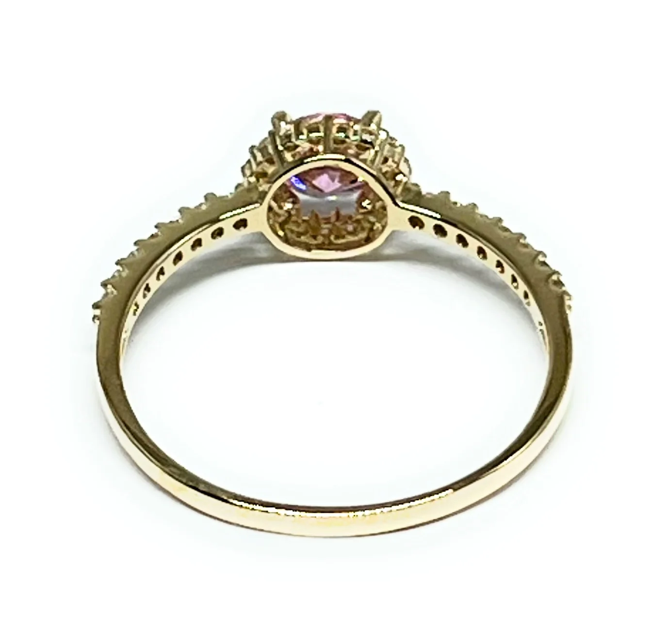 14k Solid Gold Yellow Gold PINK CZ Ring (FC 218) - Image 3