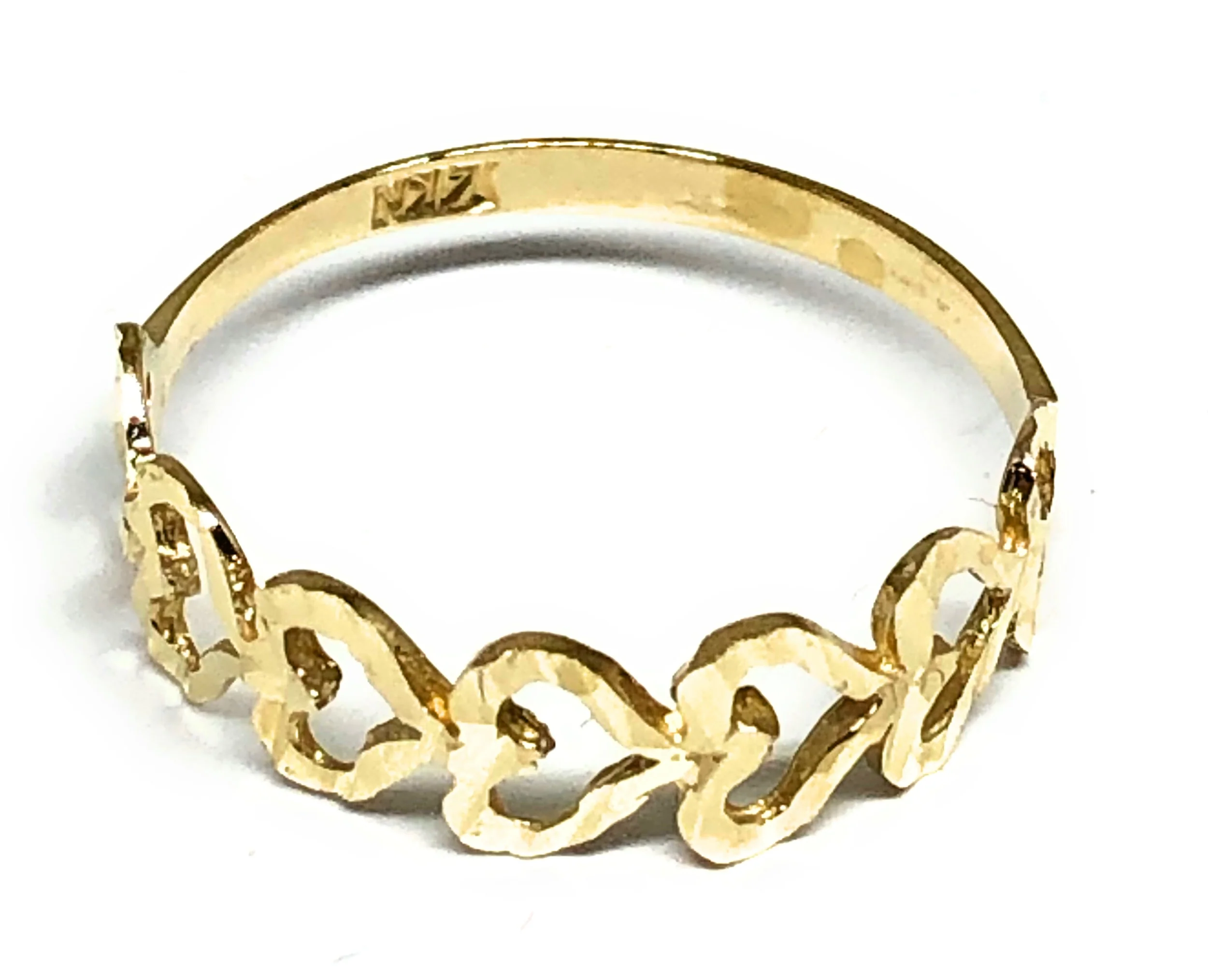 14k Solid Gold Yellow Heart Band Ring