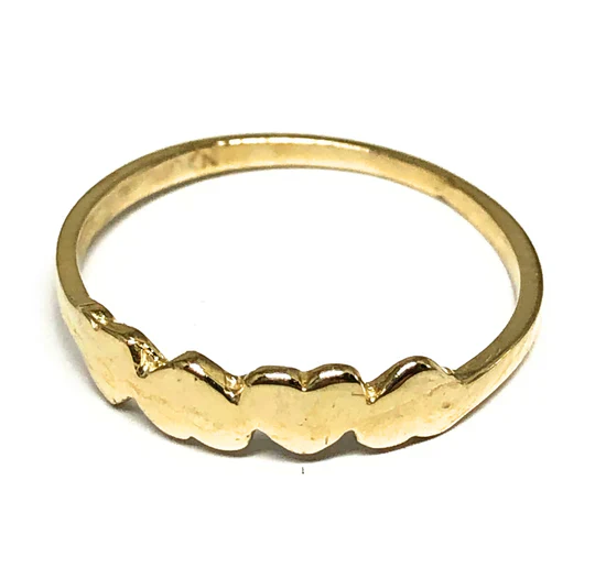 14k Solid Gold Yellow Heart Band Ring (FC 169)
