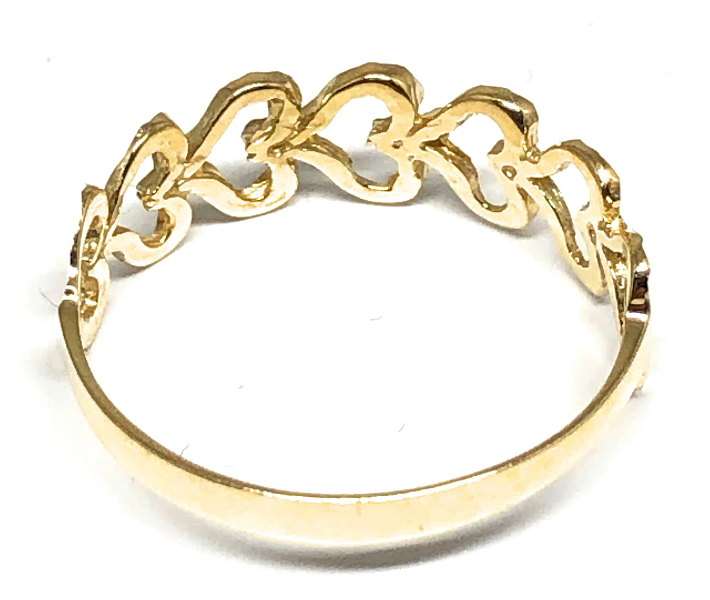 14k Solid Gold Yellow Heart Band Ring - Image 2