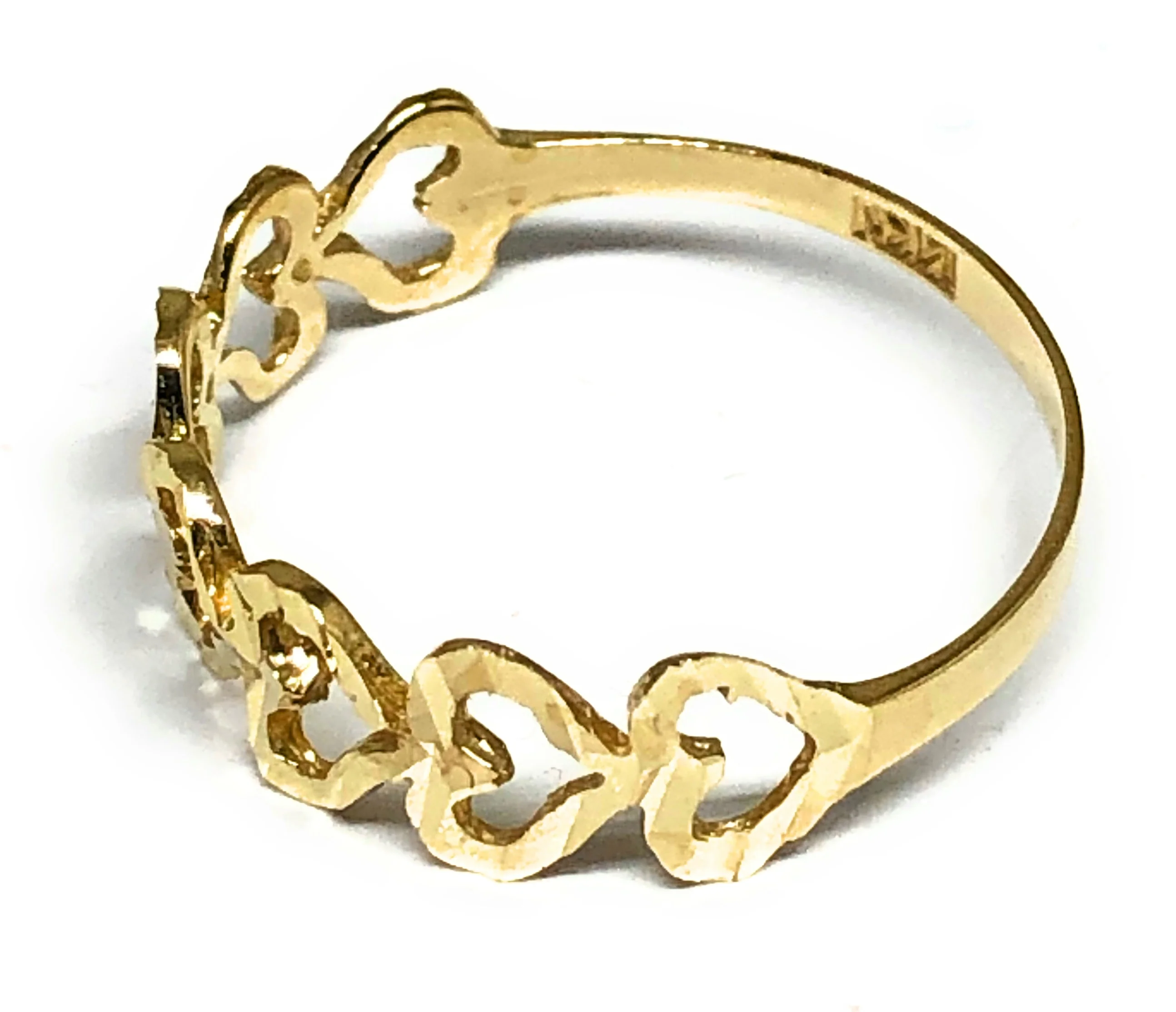 14k Solid Gold Yellow Heart Band Ring - Image 3