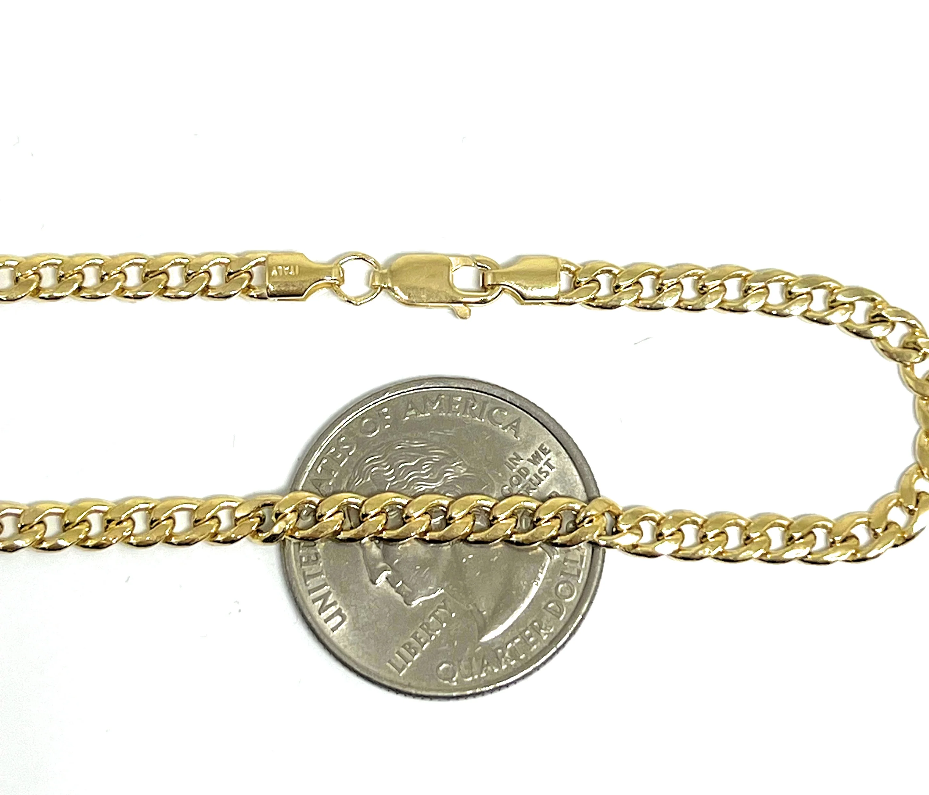 14k Solid Gold Yellow Miami Cuban Link Brracelet 7-8 inch 3.8mm Width - Image 2