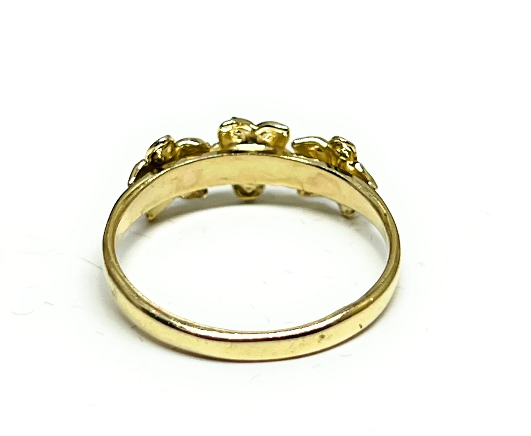 10k Solid Gold Yellow MINI Three PLUMERIA Flower Ring - Image 5