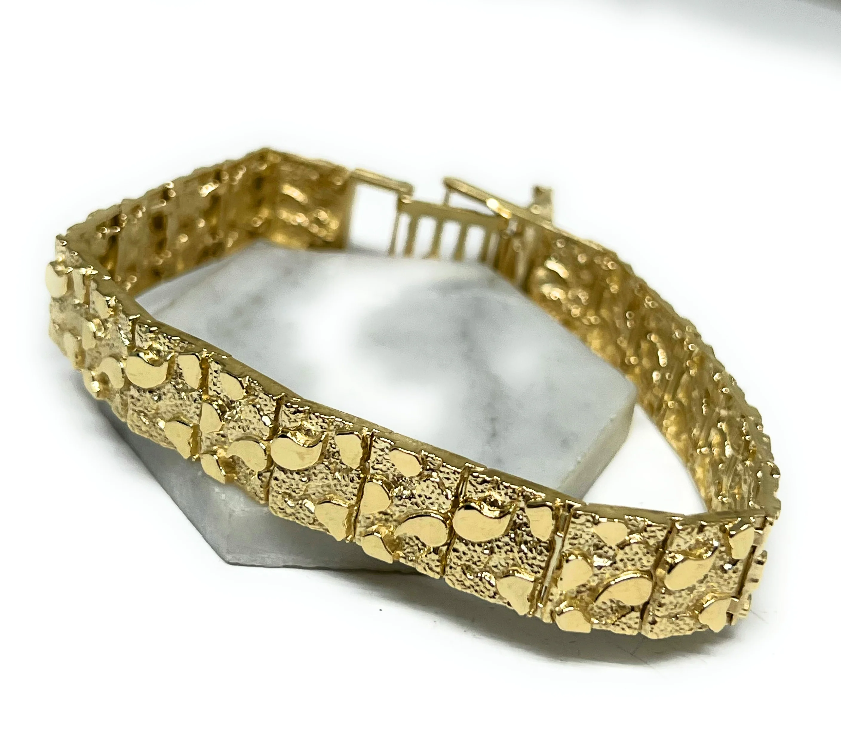 14k Solid Gold Yellow NUGGET 8 INCH 10-12MM BRRACELET (20-29g) - Image 4