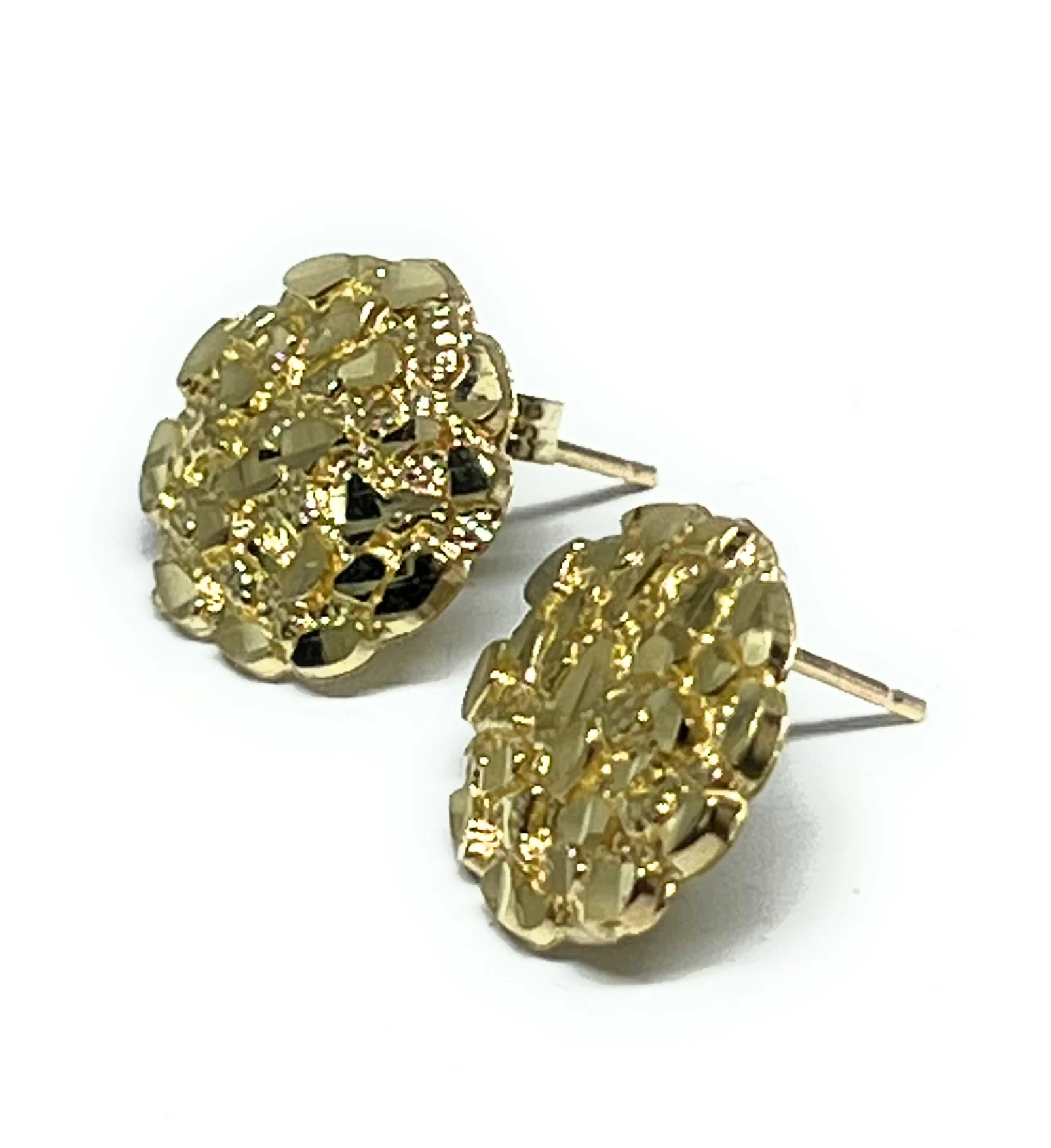 10k Solid Gold Yellow Nugget Cluster Stud Earrings (SM,MED,LG, XL) - Image 8