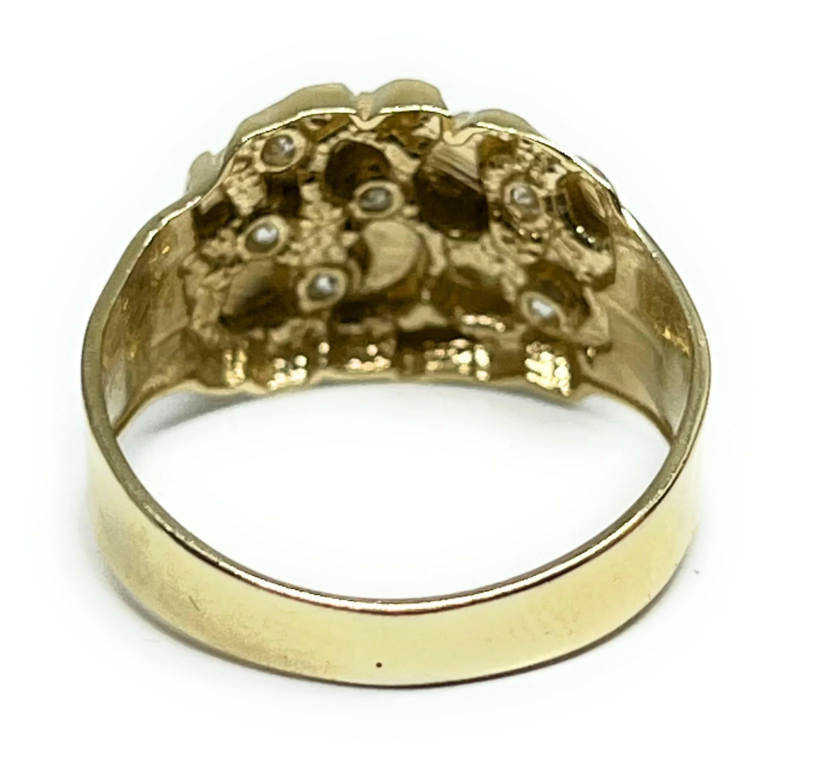 14k Solid Gold Yellow Nugget CZ Ring - Image 4