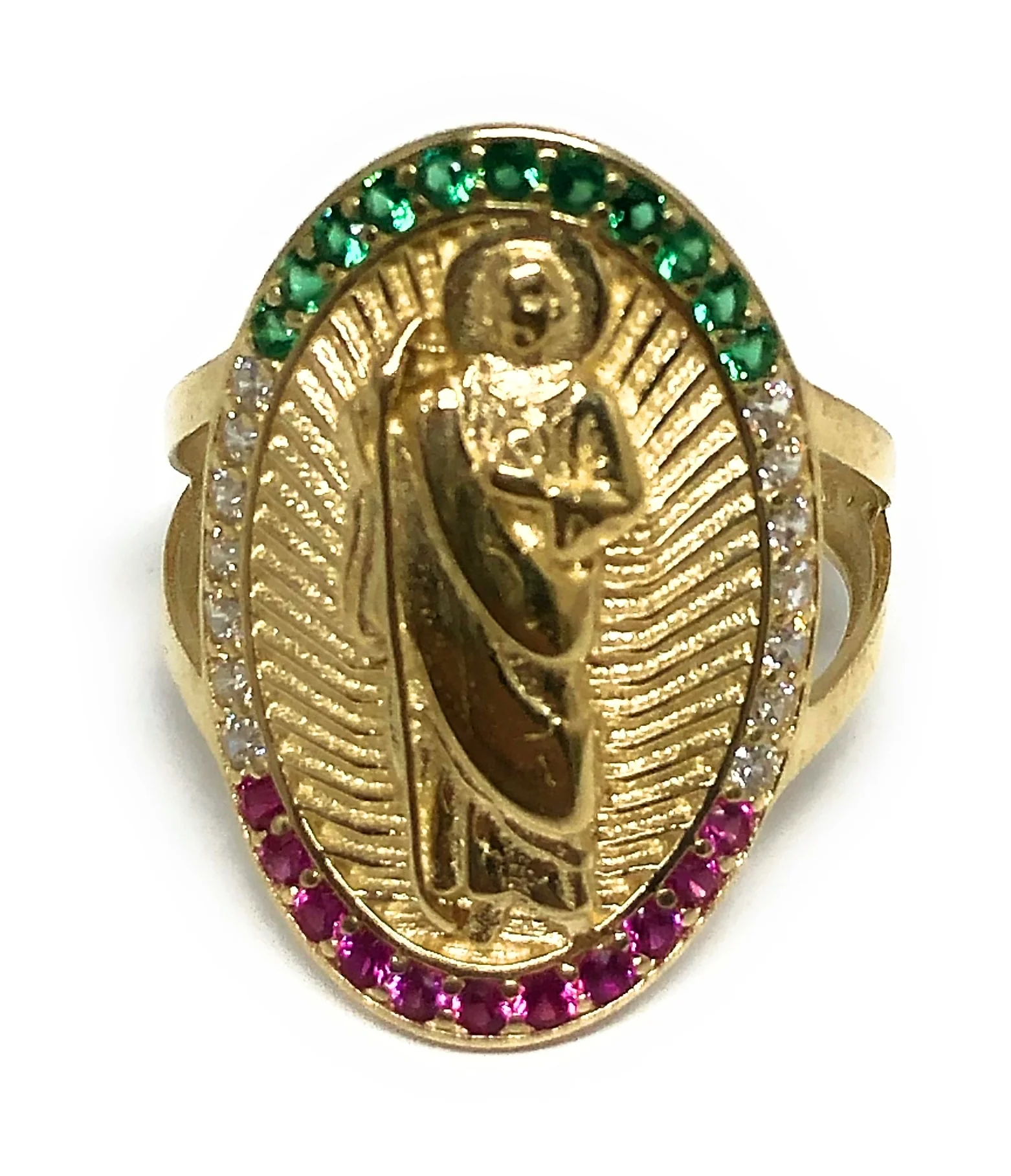 14k Solid Gold Yellow Oval CZ Saan Judas Ring