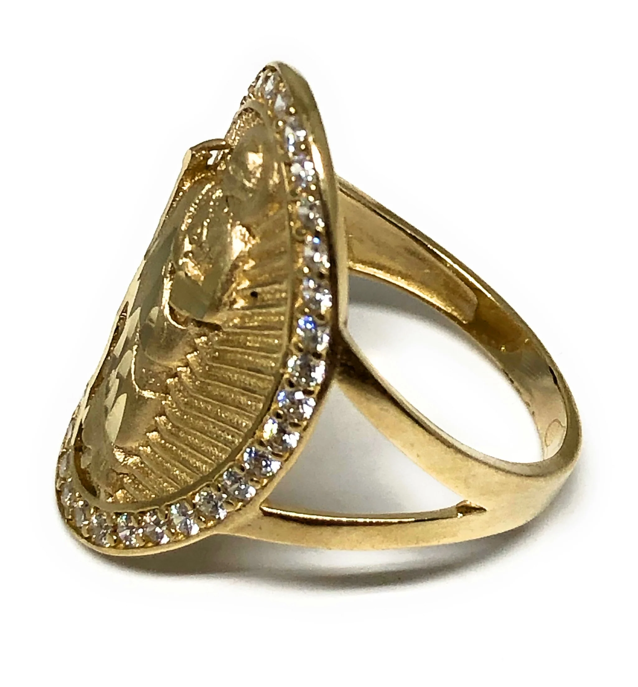 14k Solid Gold Yellow Oval CZ Saan Judas Ring - Image 3