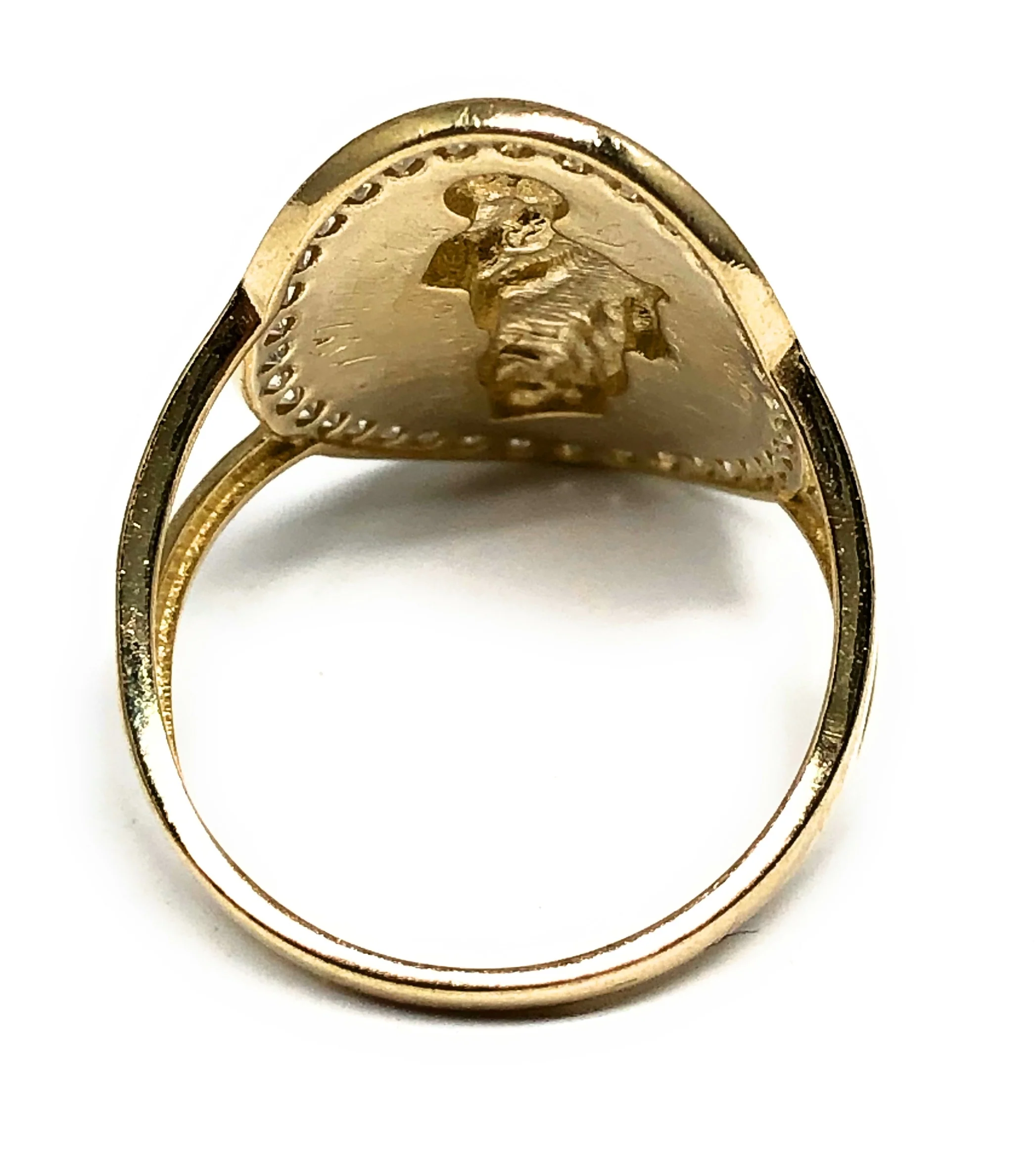 14k Solid Gold Yellow Oval CZ Saan Judas Ring - Image 4