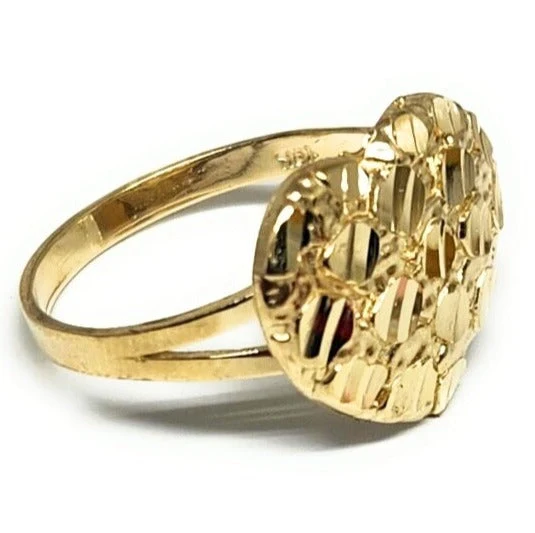 14k Solid Gold Yellow PUFFY Nugget Heart Ring (MED) - Image 2