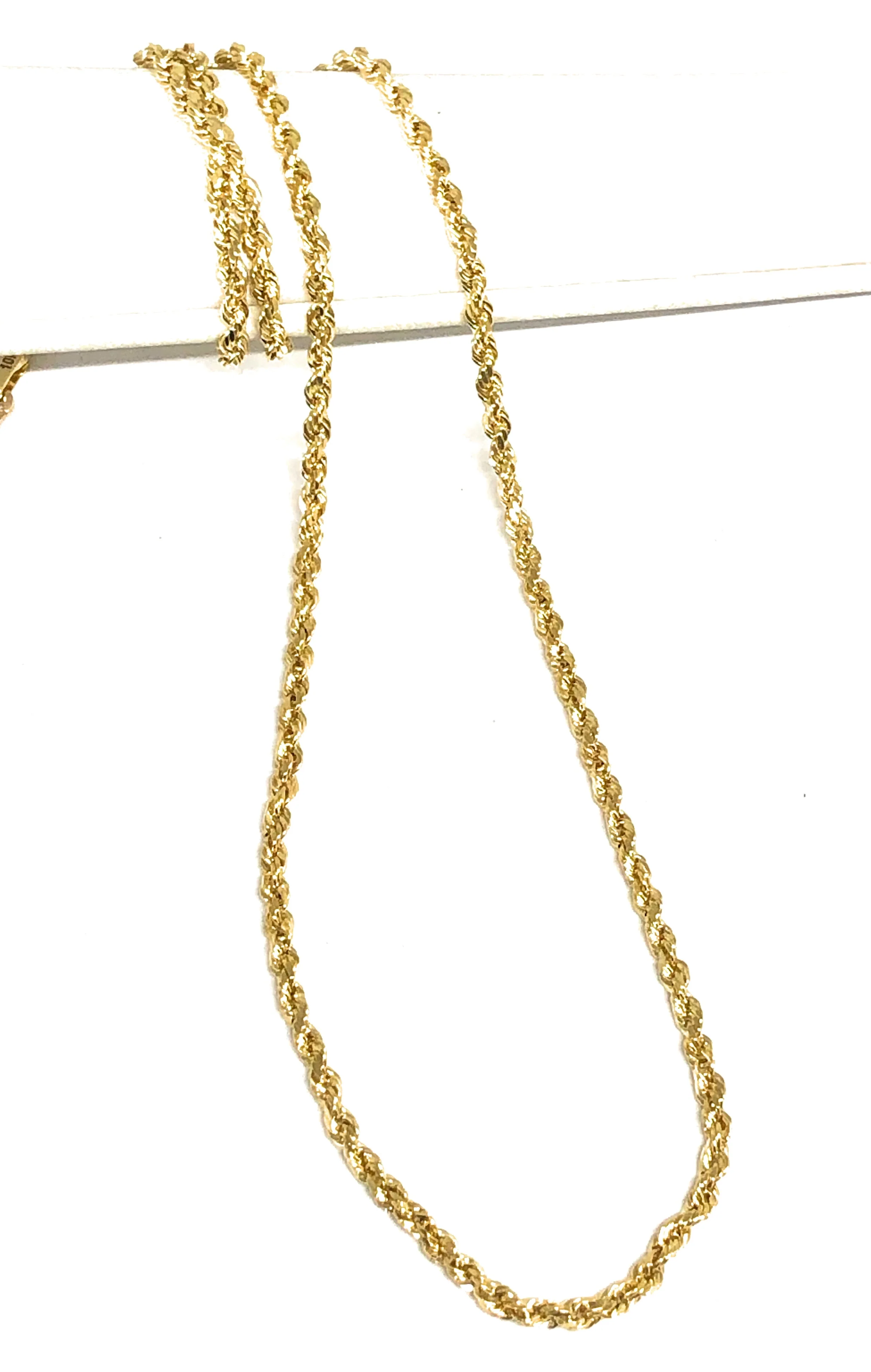 14k Solid Gold Yellow Rope Chain 18-26 inches 2.5mm (Semi-Hollow Style) - Image 3