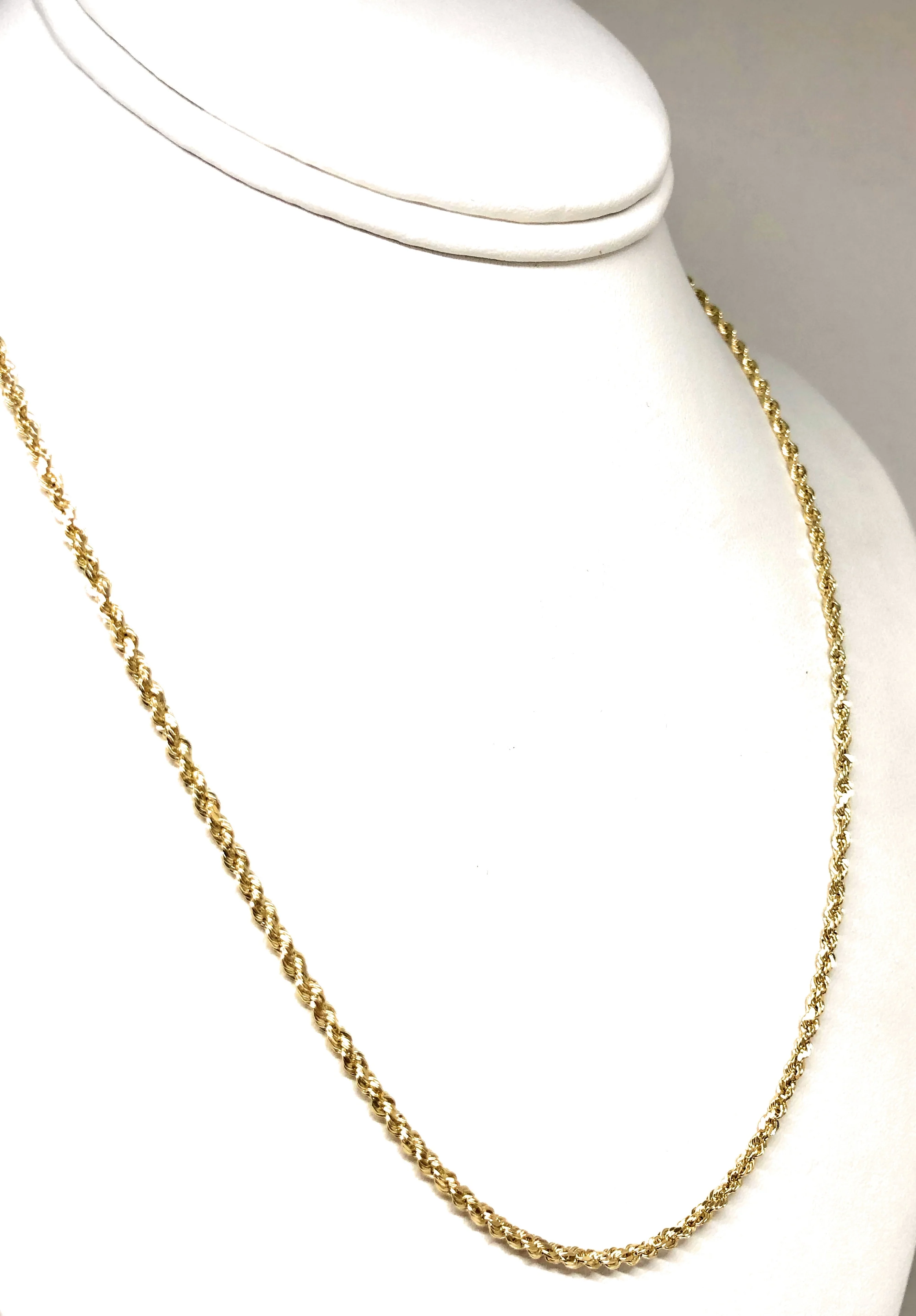 14k Solid Gold Yellow Rope Chain 18-26 inches 2.5mm (Semi-Hollow Style) - Image 6