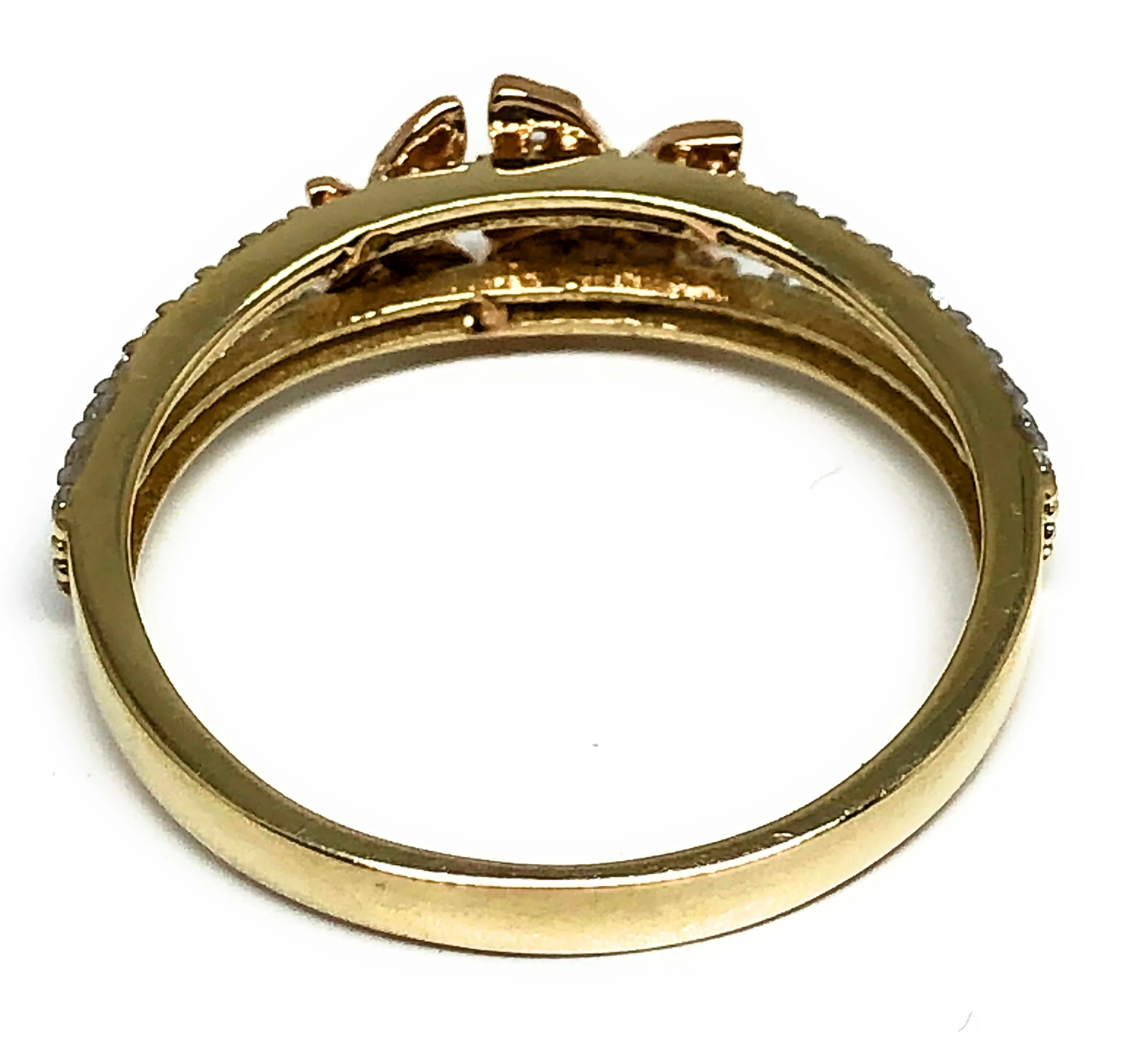 10k Solid Gold Yellow & Rose Gold CZ Flower Ring - Image 3