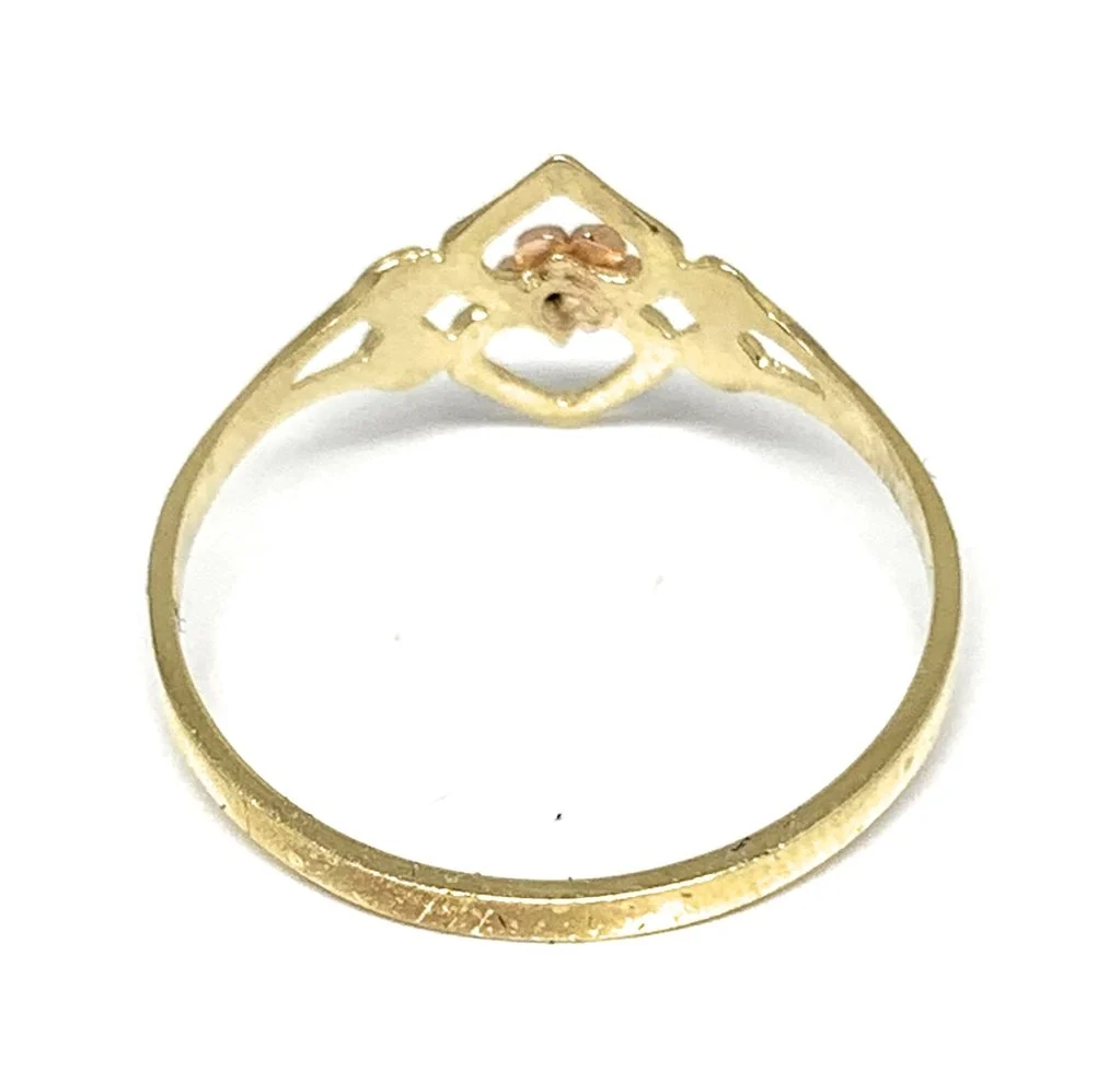 14k Solid Gold Yellow & Rose Gold Flower Ring - Image 2