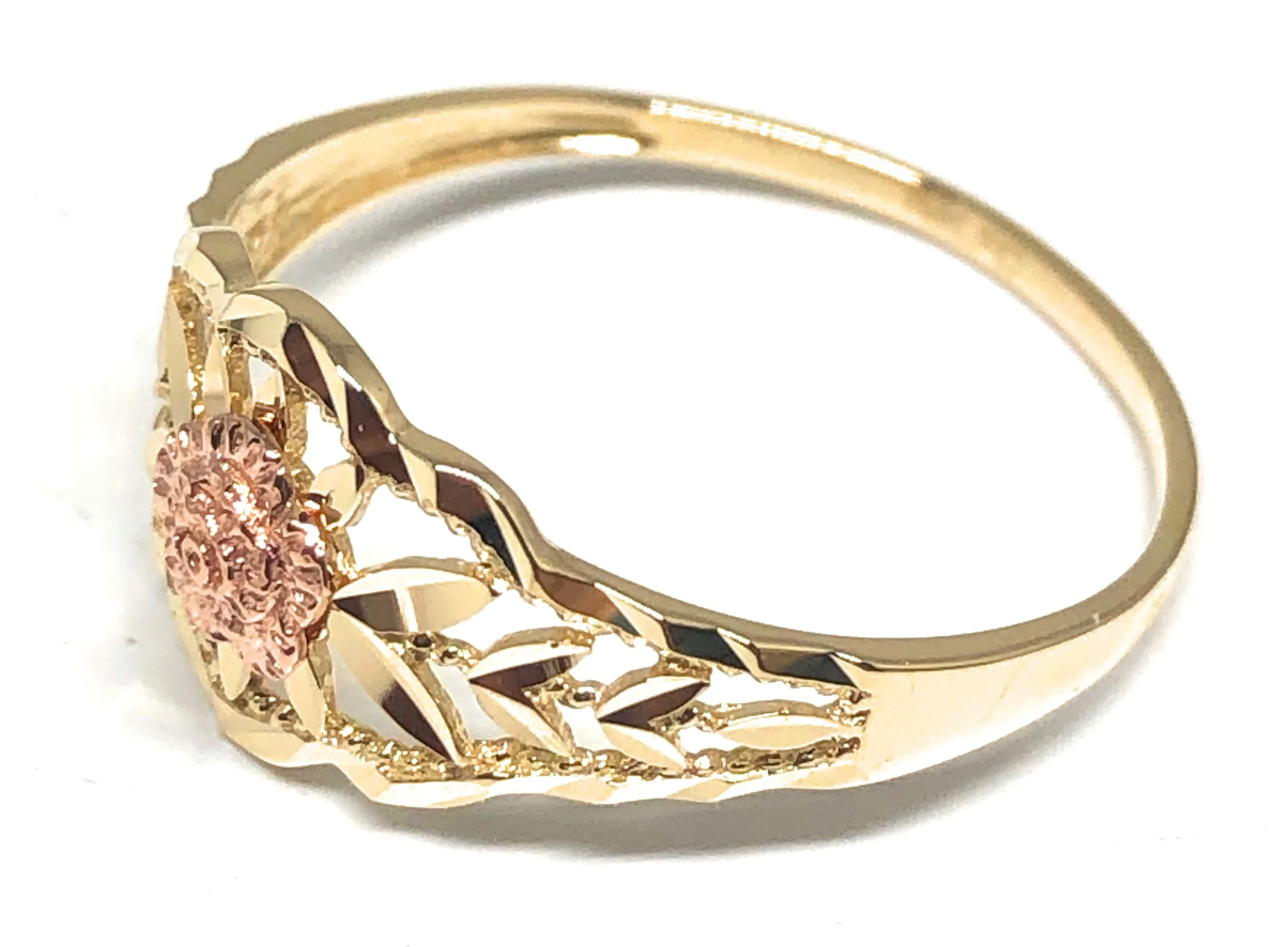 14k Solid Gold Yellow & Rose Gold Flower Ring (FC 197) - Image 2