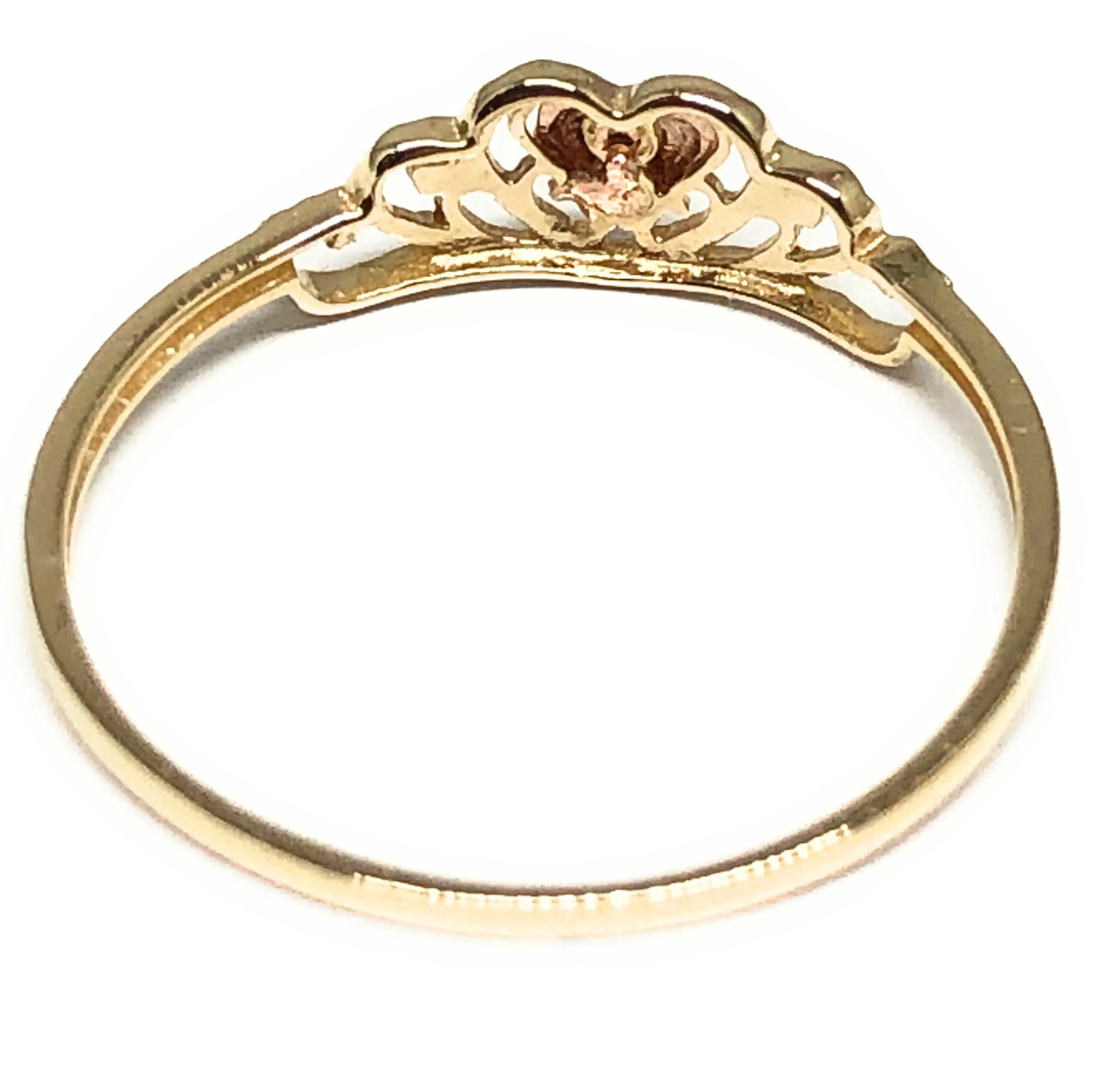 14k Solid Gold Yellow & Rose Gold Heart Crown Dainty Ring (FC 203) - Image 2