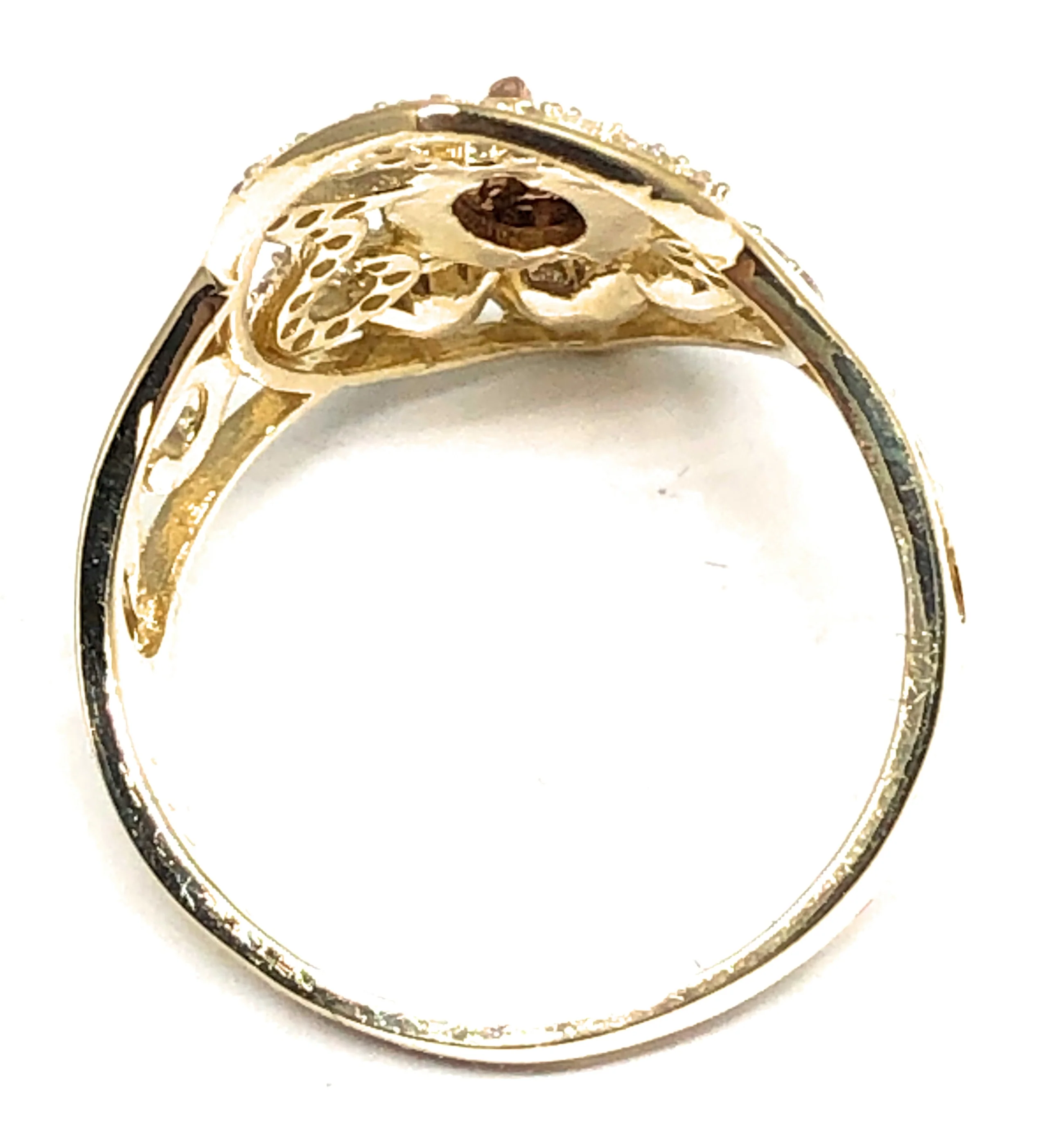 14k Solid Gold Yellow & Rose Gold Virrgin Mary CZ Flower Ring - Image 3