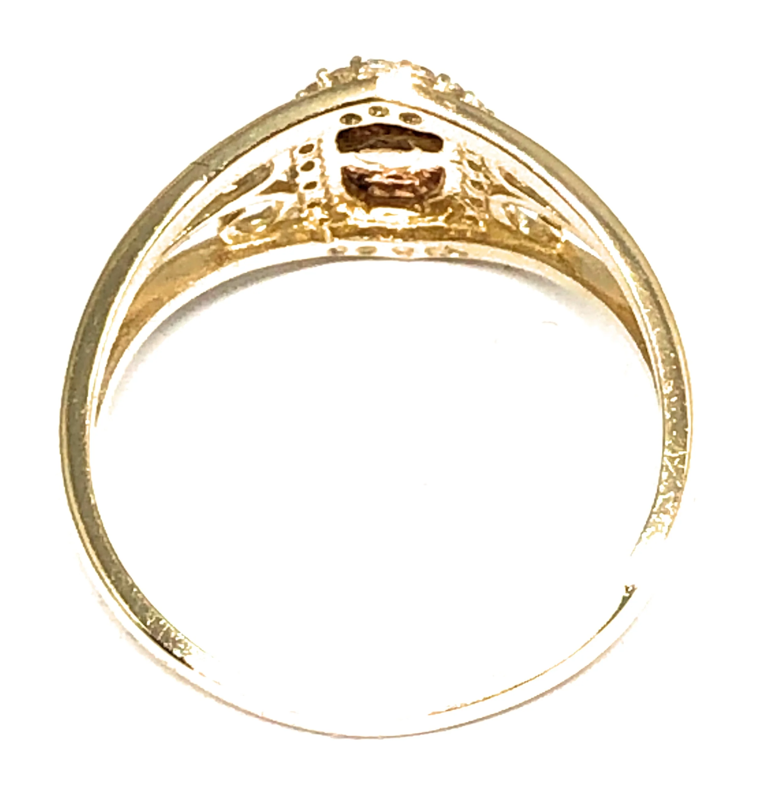 14k Solid Gold Yellow & Rose Gold Virrgin Mary CZ Ring - Image 3