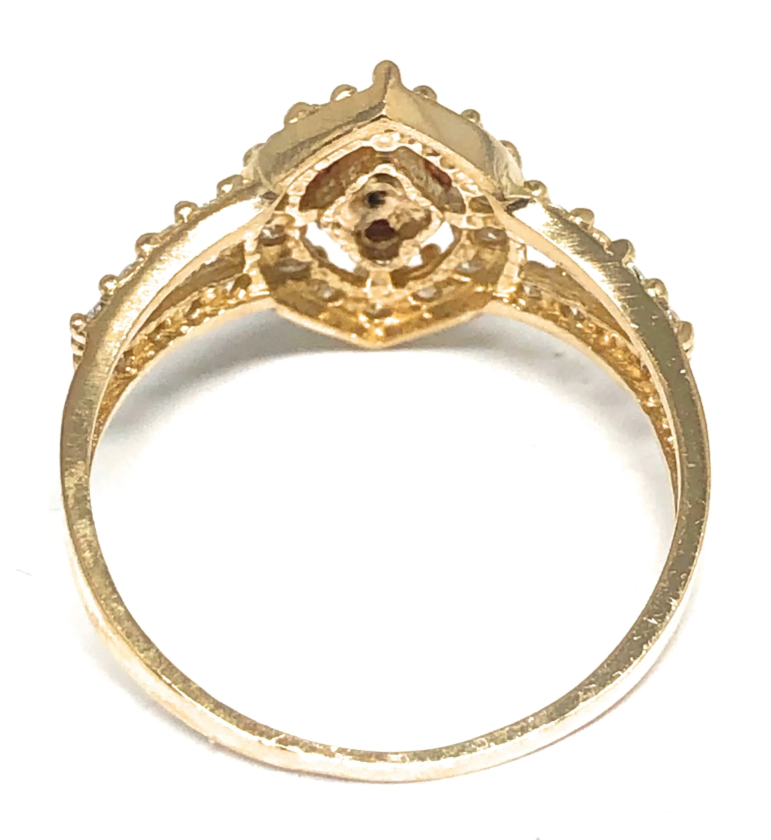 14k Solid Gold Yellow & Rose Gold Virrgin Mary CZ Ring - Image 3