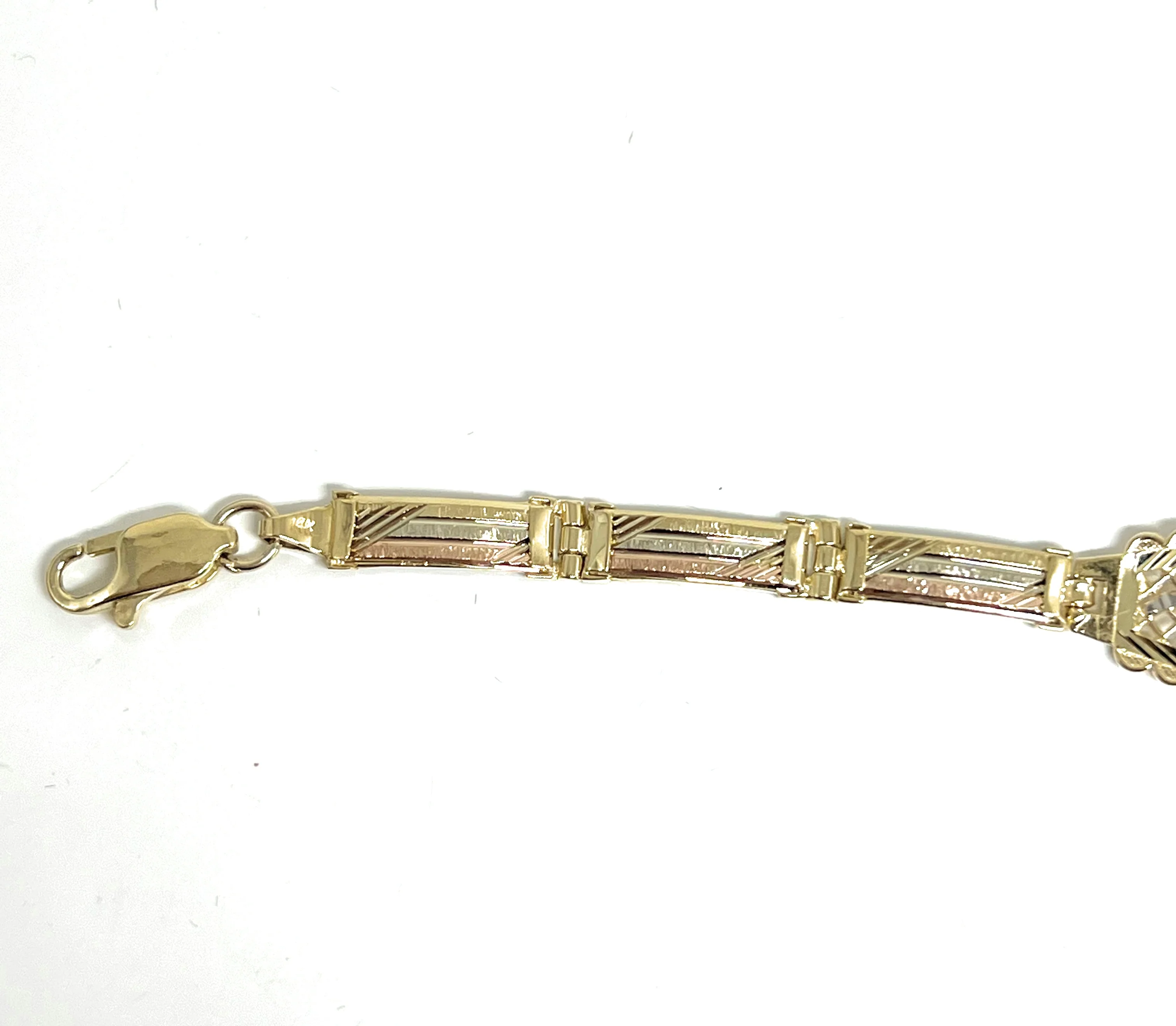 14k Solid Gold Yellow & Rose Virrgin Mary Flower Brracelet 7 inch Virrgen Guadalupe (12g) - Image 4