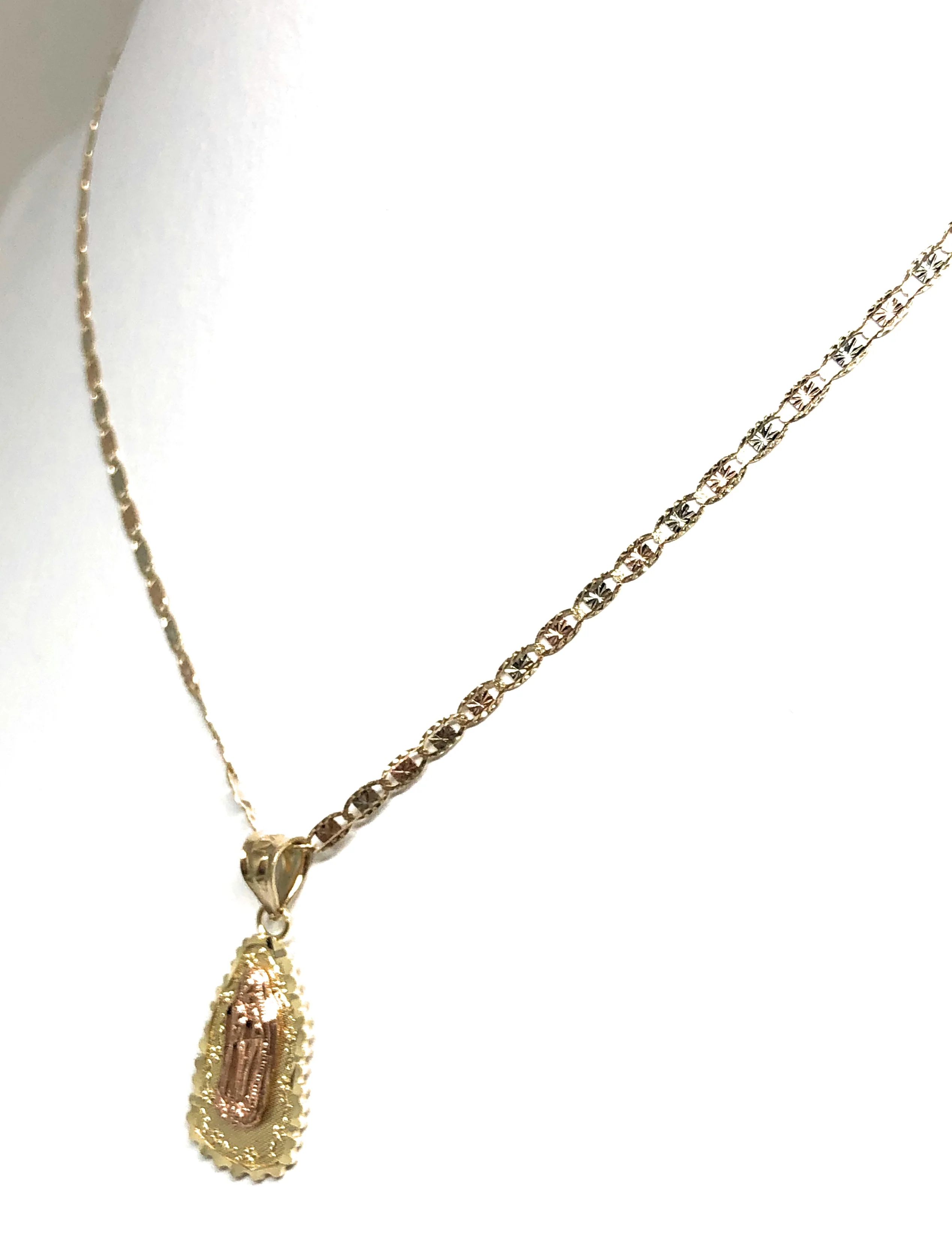 14k Solid Gold Yellow & Rose Virrgin Mary Pendant Virrgen Guadalupe Necklace (MED, SM) - Image 7