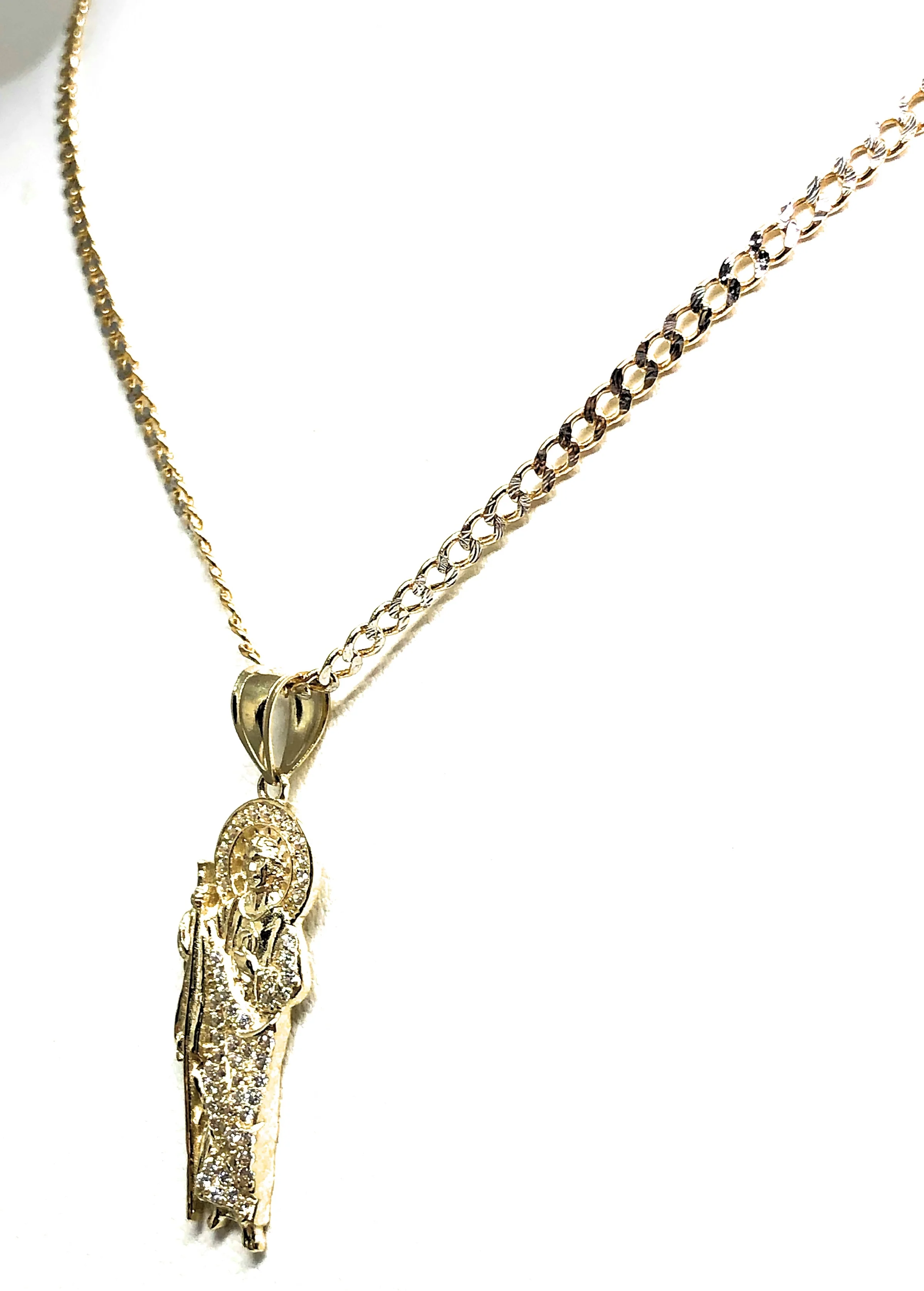 14k Solid Gold Yellow Saan Judas Cubic Zirconia Pendant Necklace (SM,XS,XXS) - Image 8