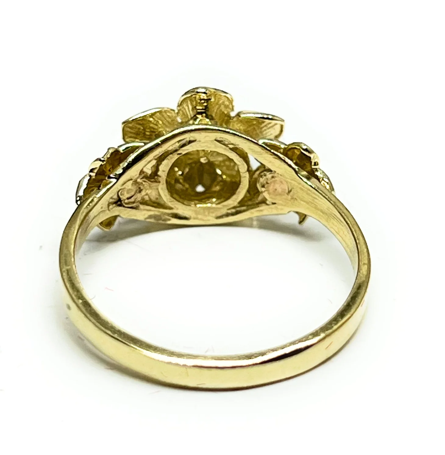 10k Solid Gold Yellow Three PLUMERIA Flower Ring - Image 4