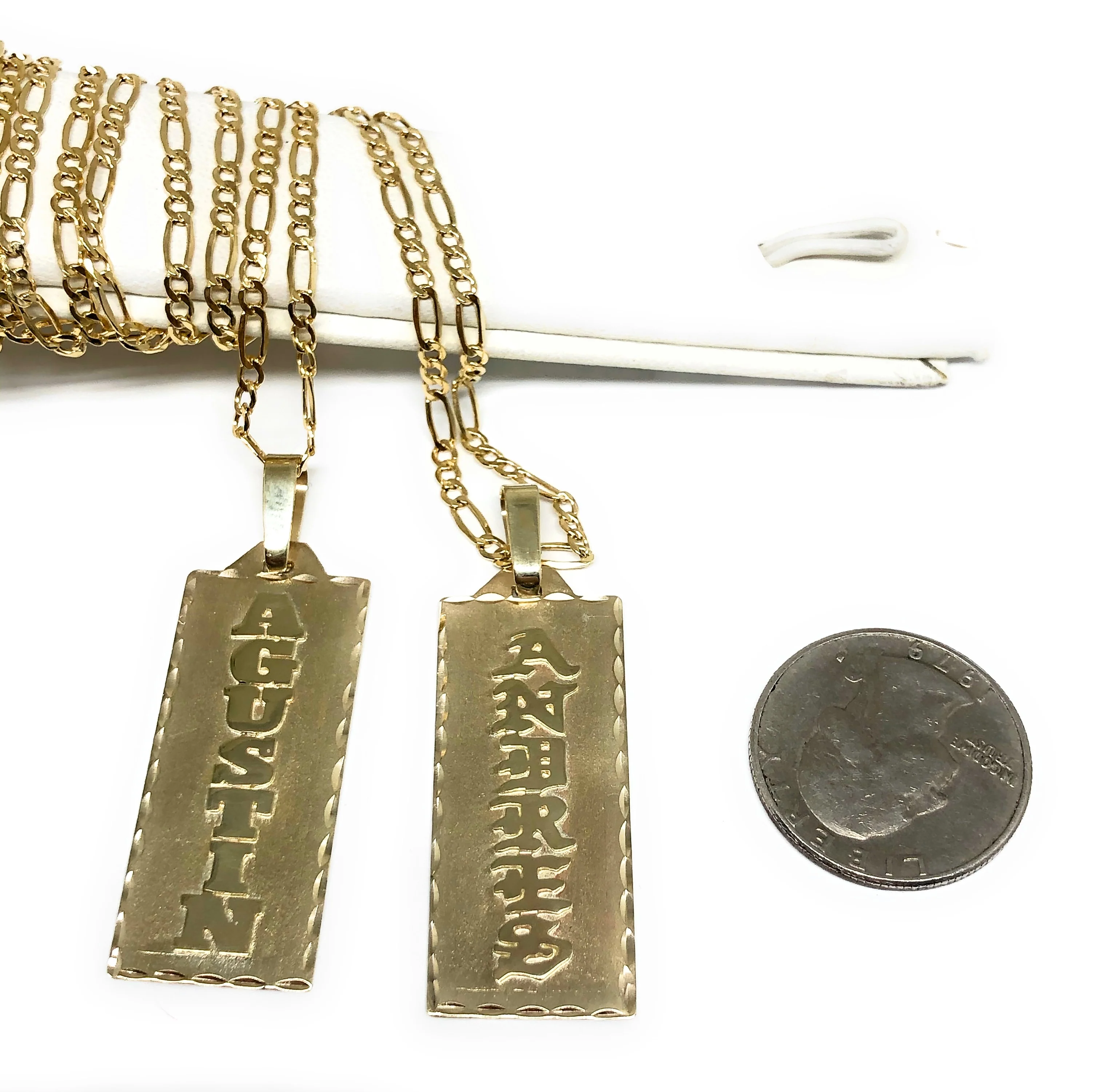 14k Solid Gold Yellow Vertical Custom Nameplate Pendant Necklace with Chain Options - Image 2