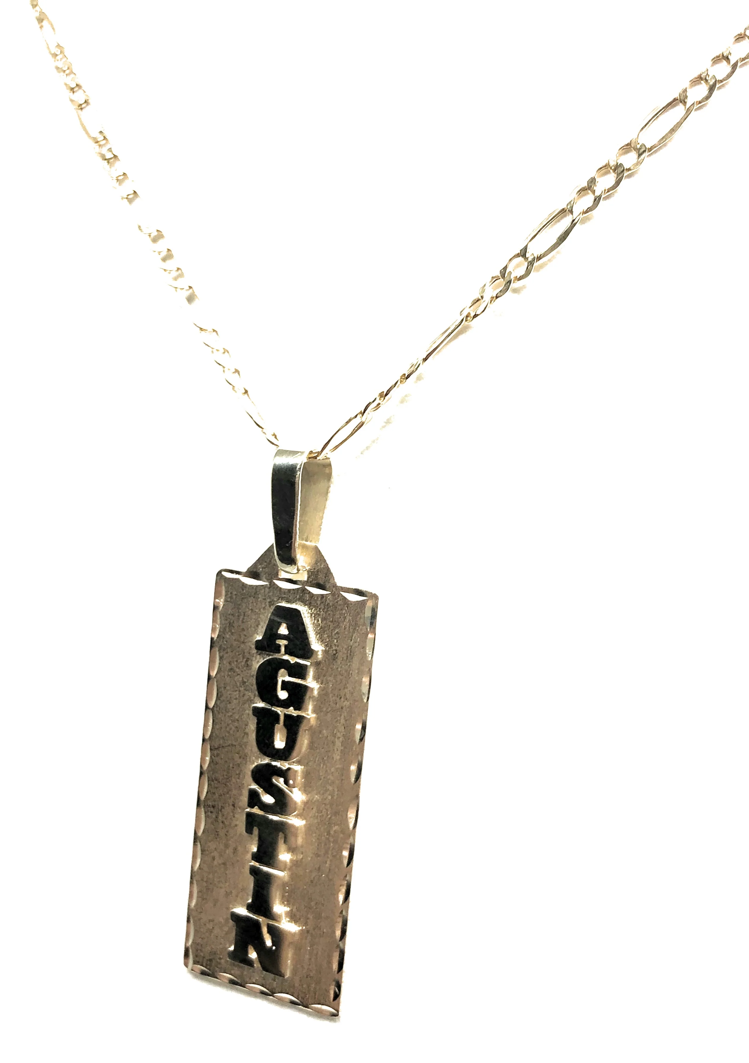14k Solid Gold Yellow Vertical Custom Nameplate Pendant Necklace with Chain Options - Image 5